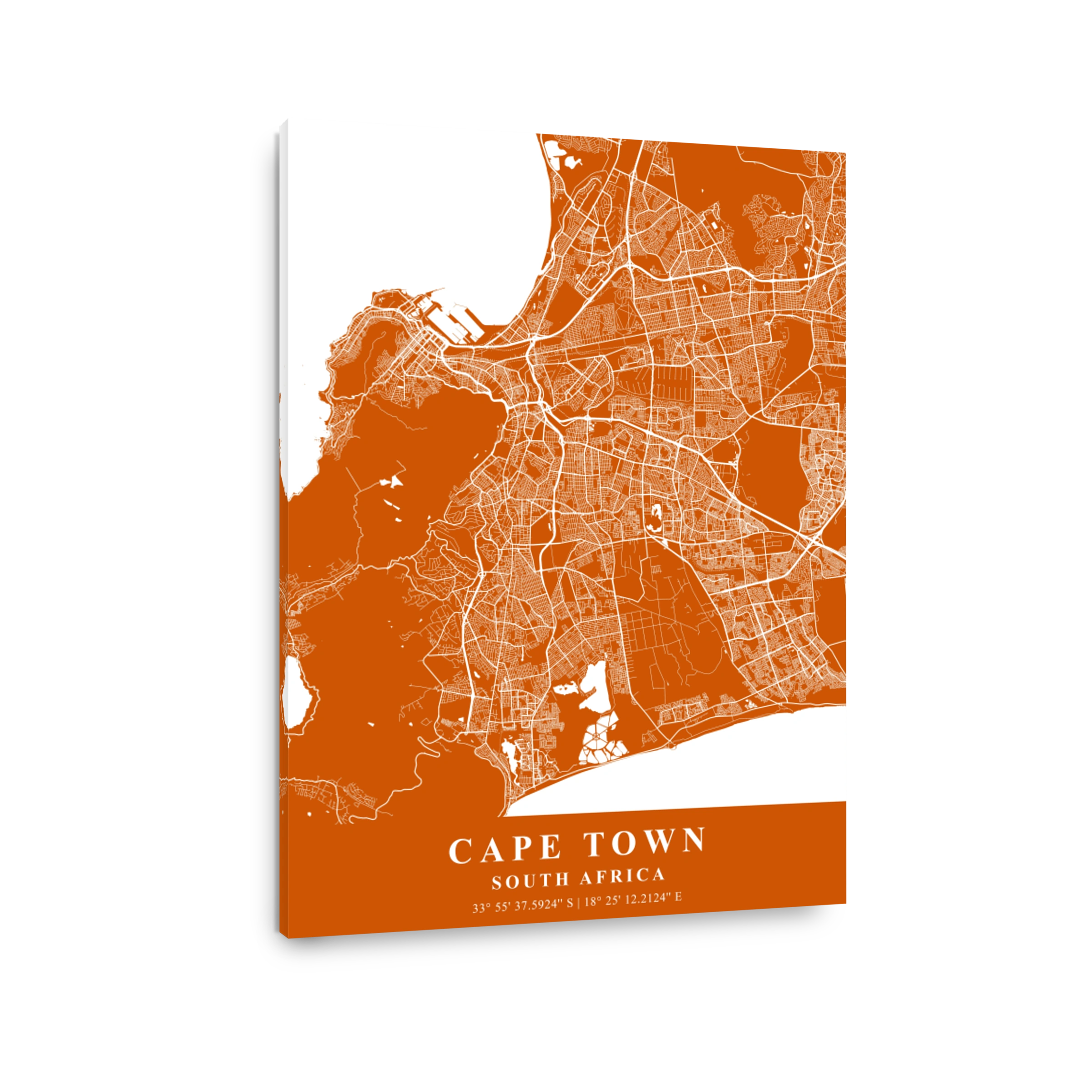 Cape Town   South Africa Copper Plane Map