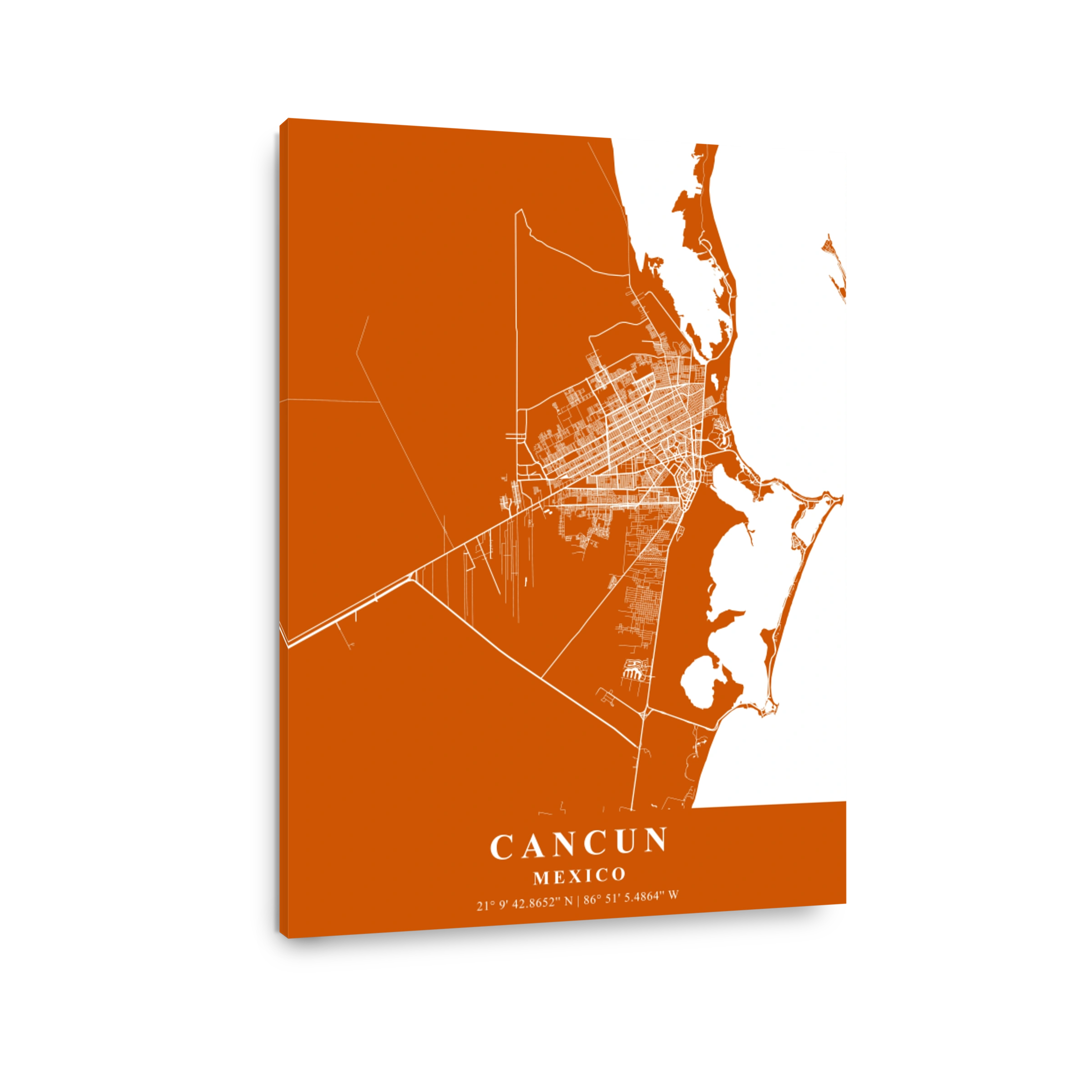 Cancun   Mexic Copper Plane Map