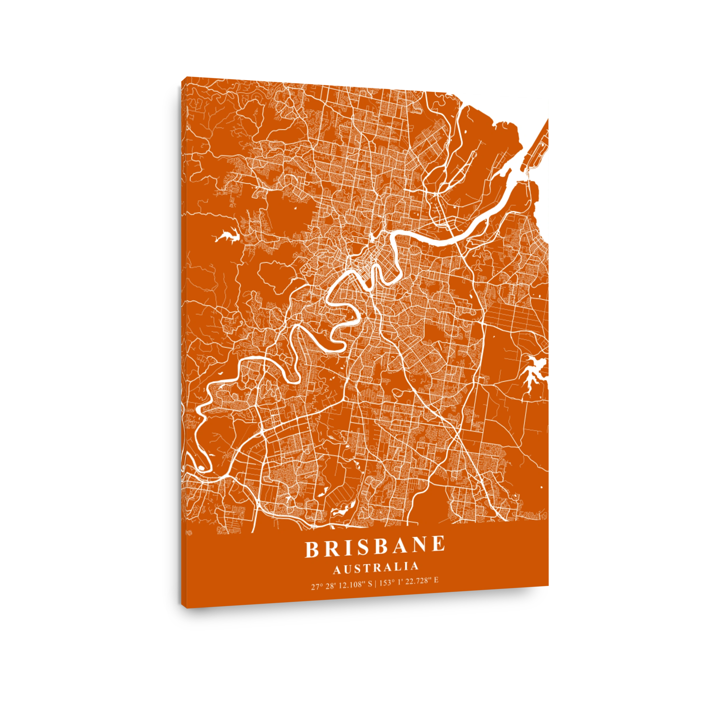 Brisbane Australia Copper Plane Map