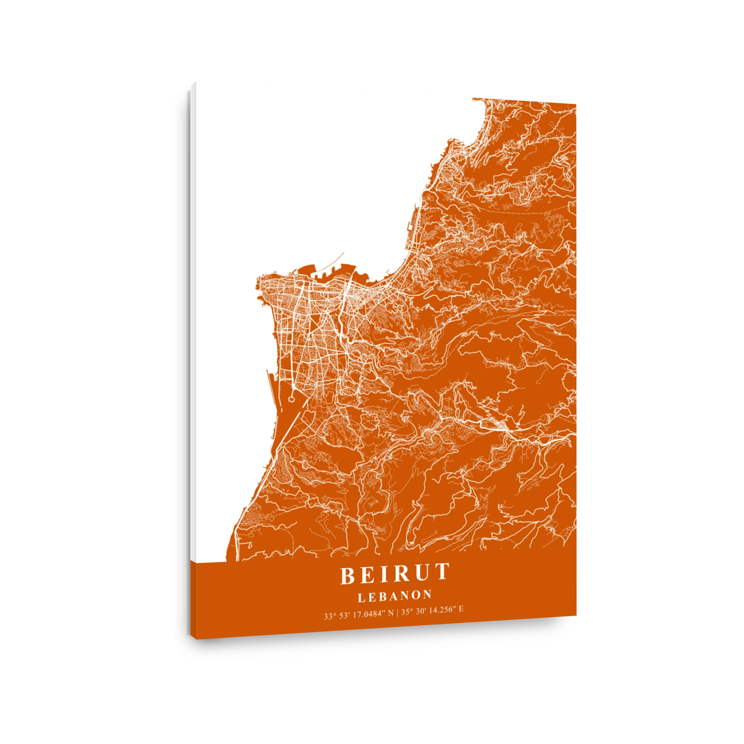Beirut   Lebanon Copper Plane Map