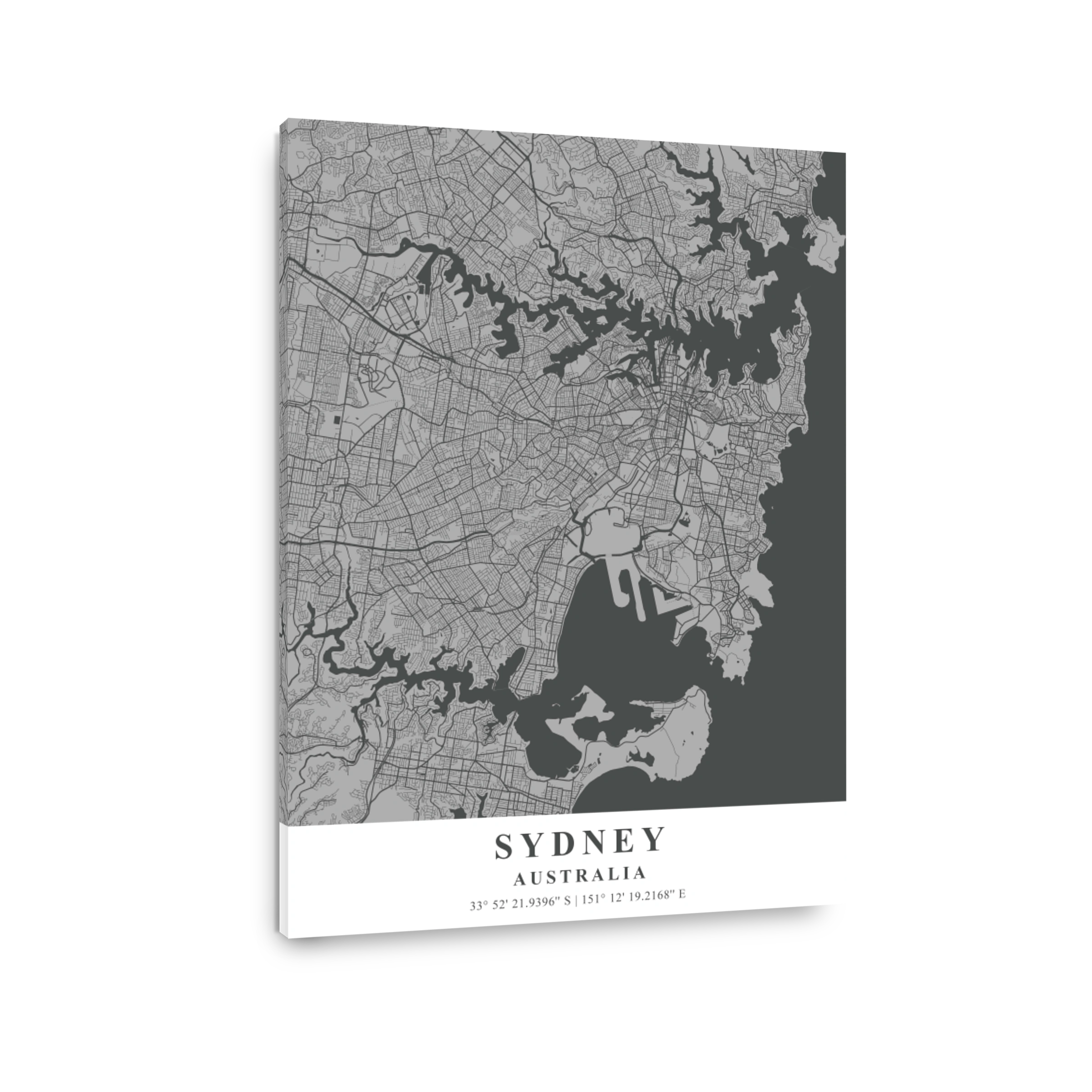 Sydney   Australia Gray Plane Map