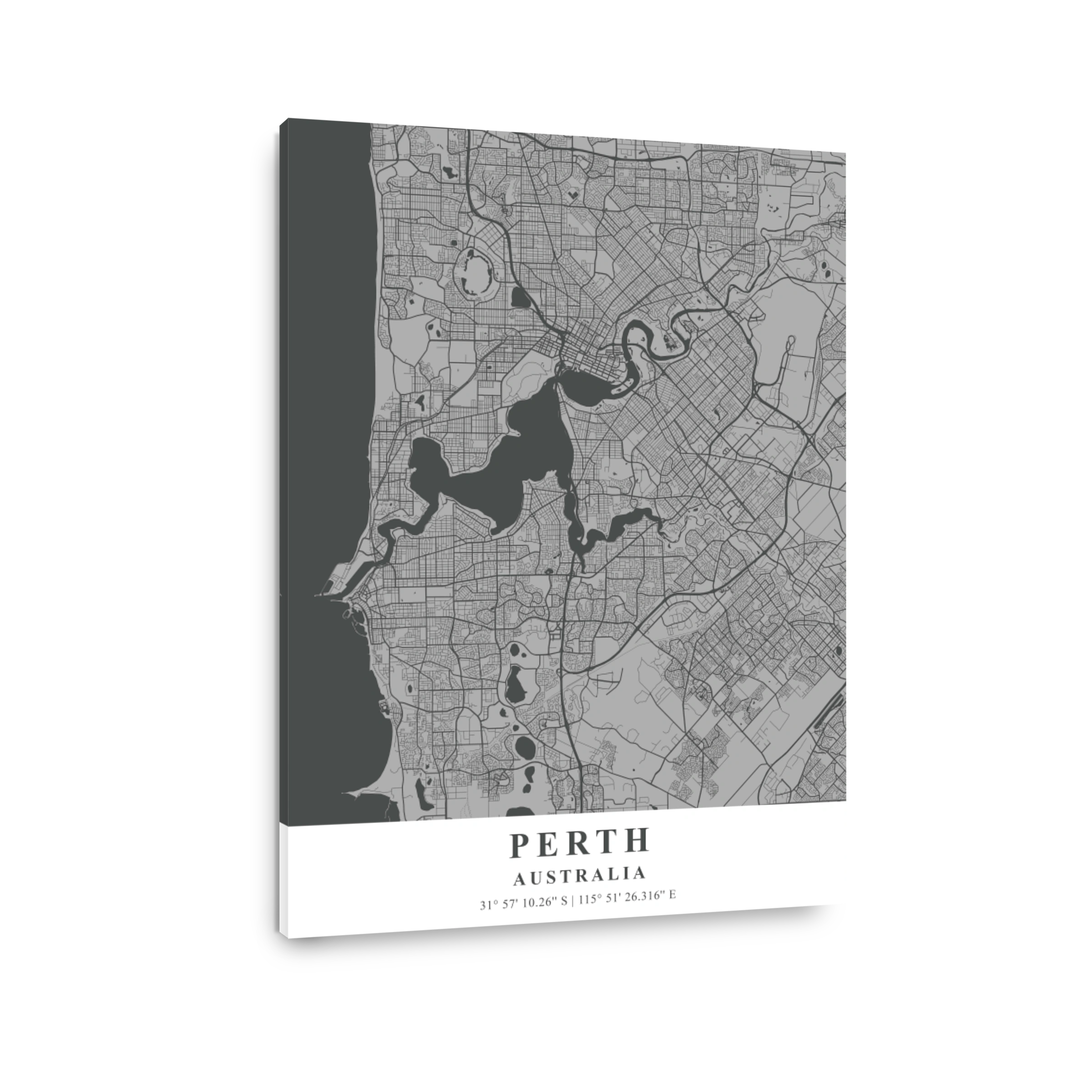 Perth   Australia Gray Plane Map