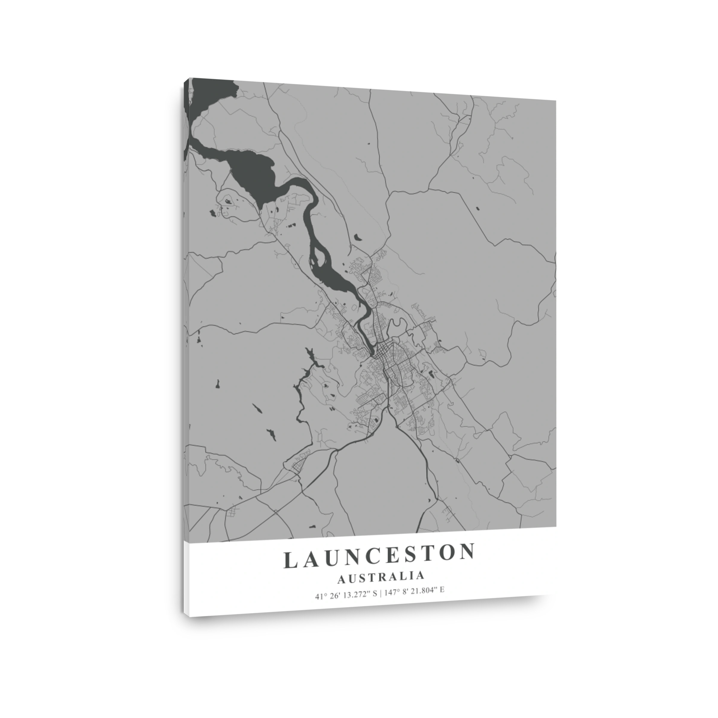 Launceston Australia Gray Plane Map
