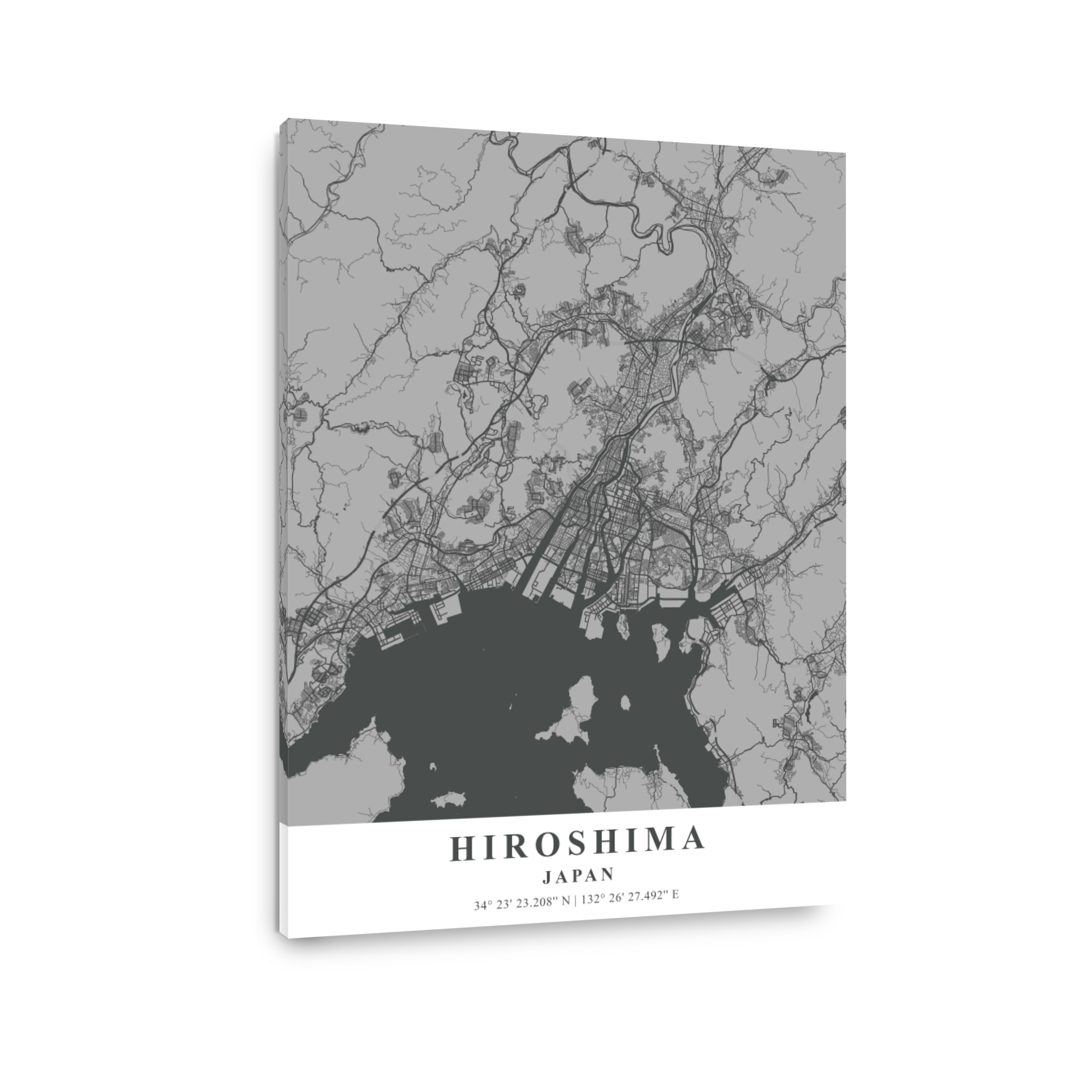 Hiroshima   Japan Gray Plane Map