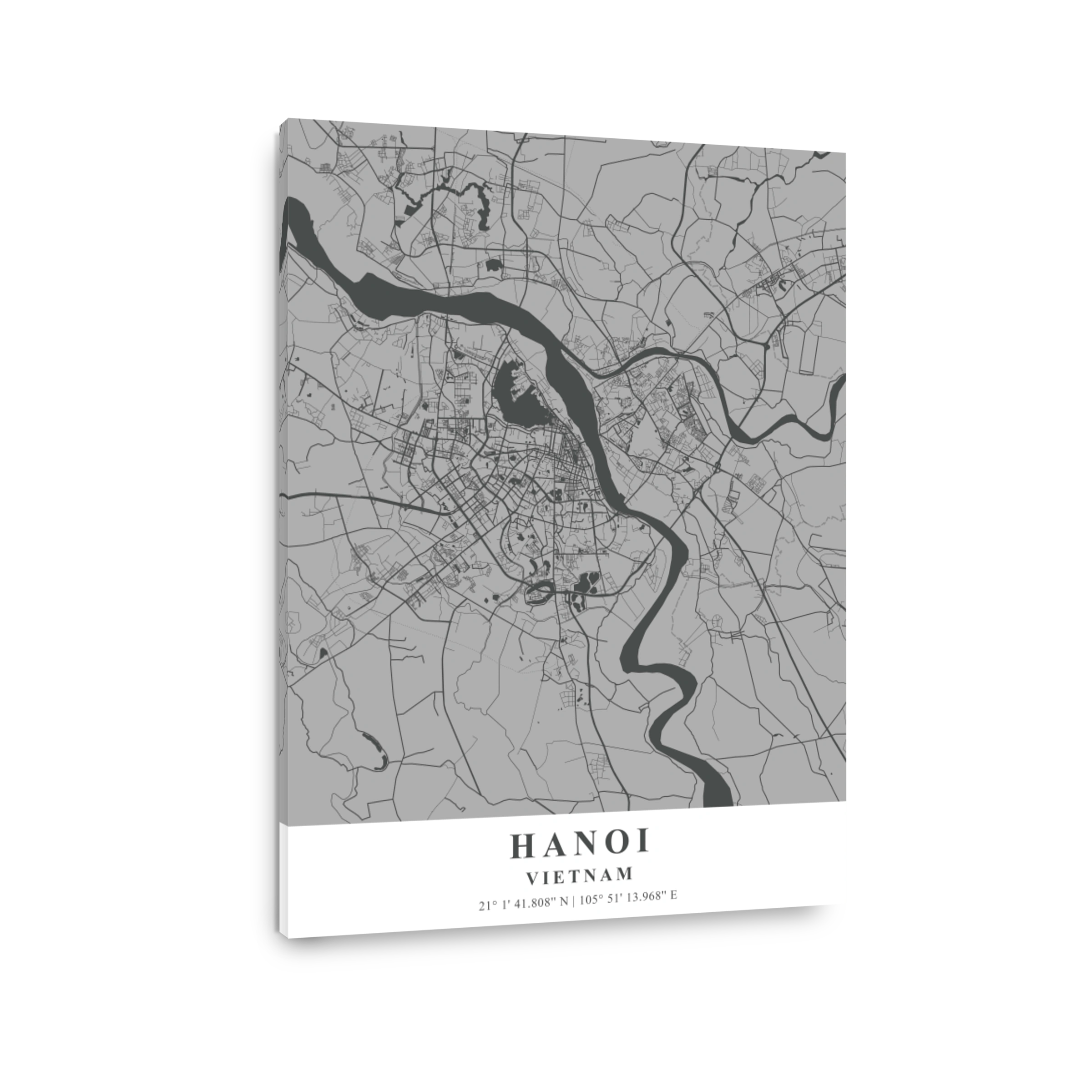 Hanoi   Vietnam Gray Plane Map