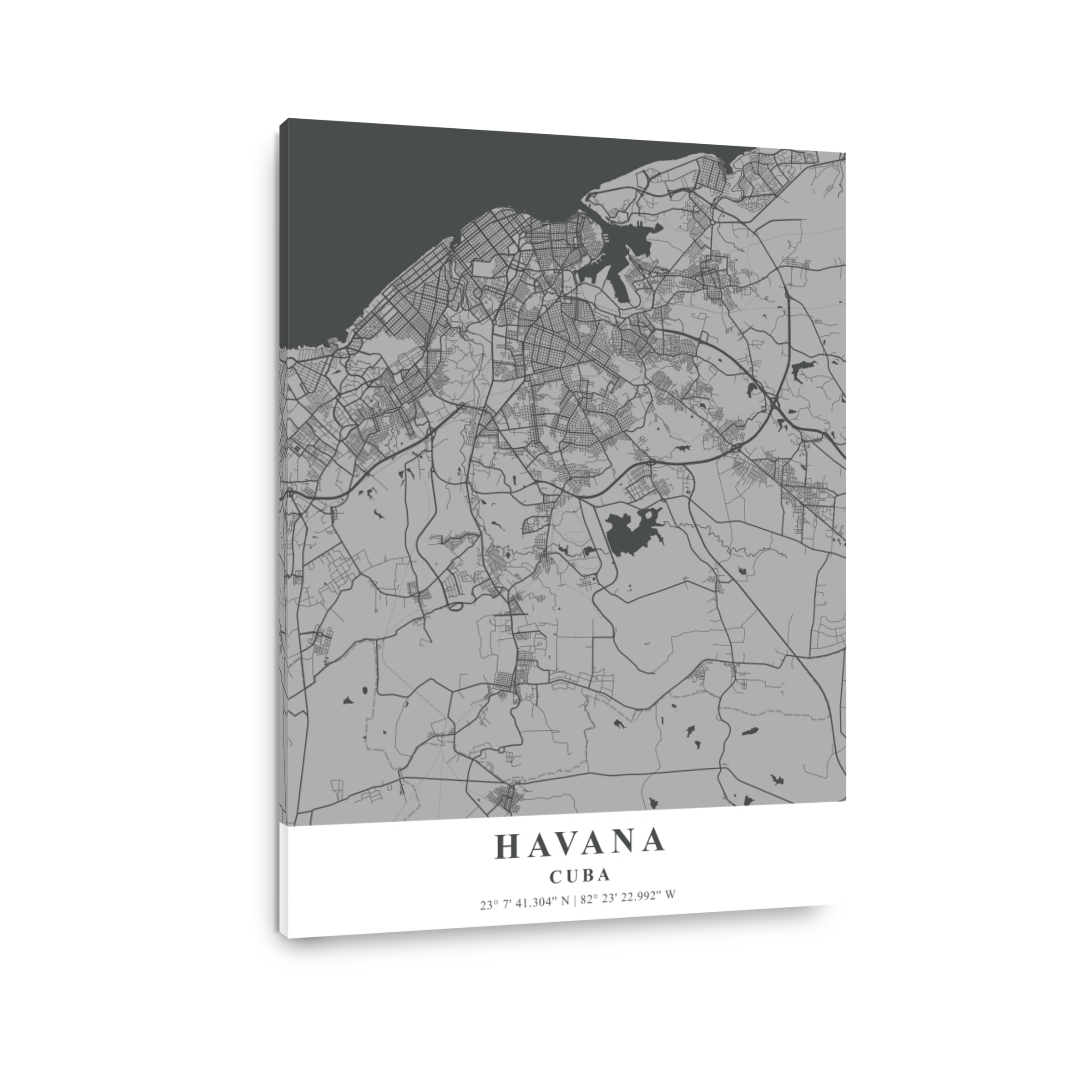 Havana   Cuba Gray Plane Map