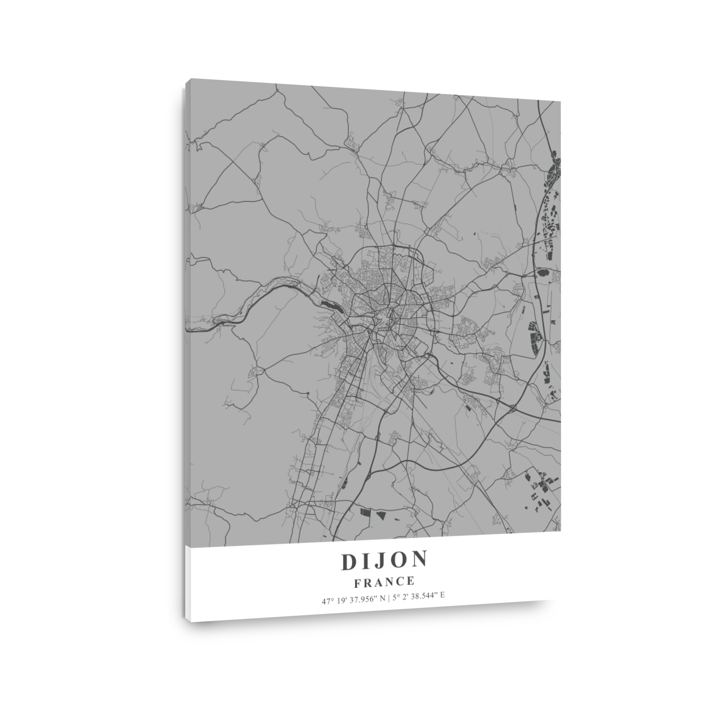 Dijon   France Gray Plane Map