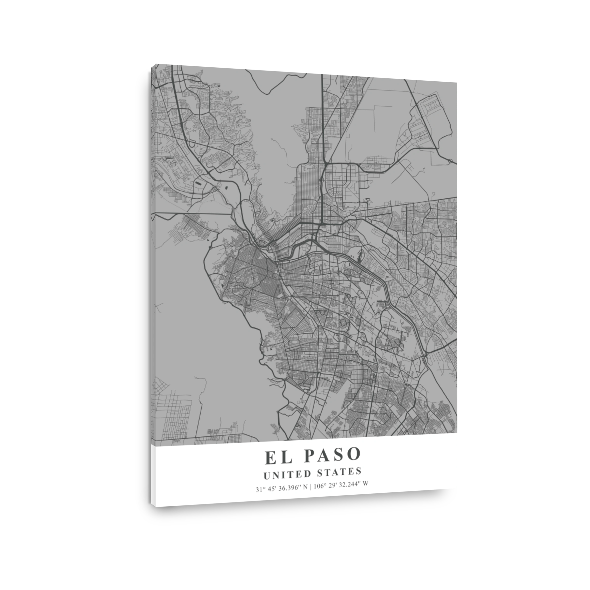 El Paso   United States Gray Plane Map