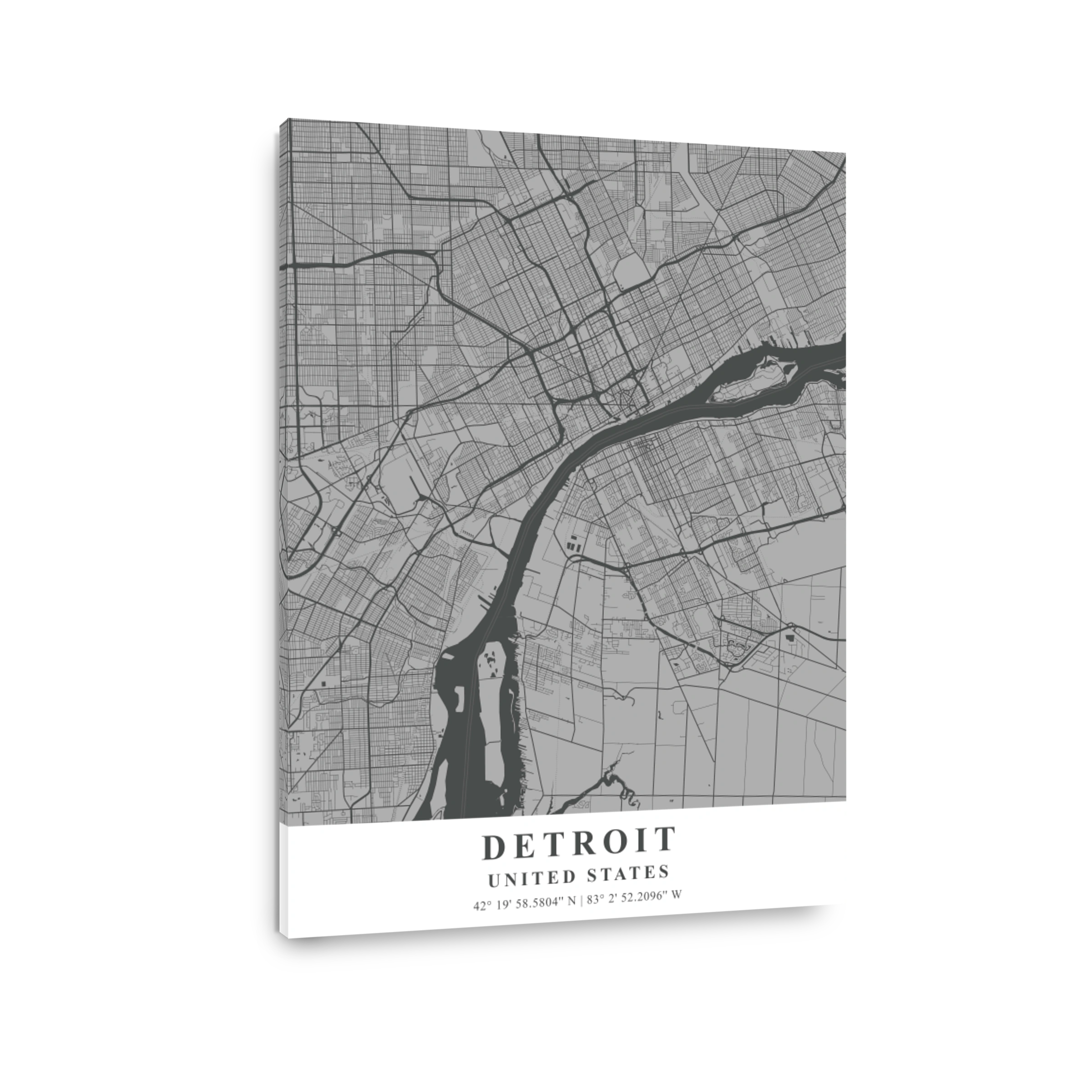 Detroit   United States Gray Plane Map