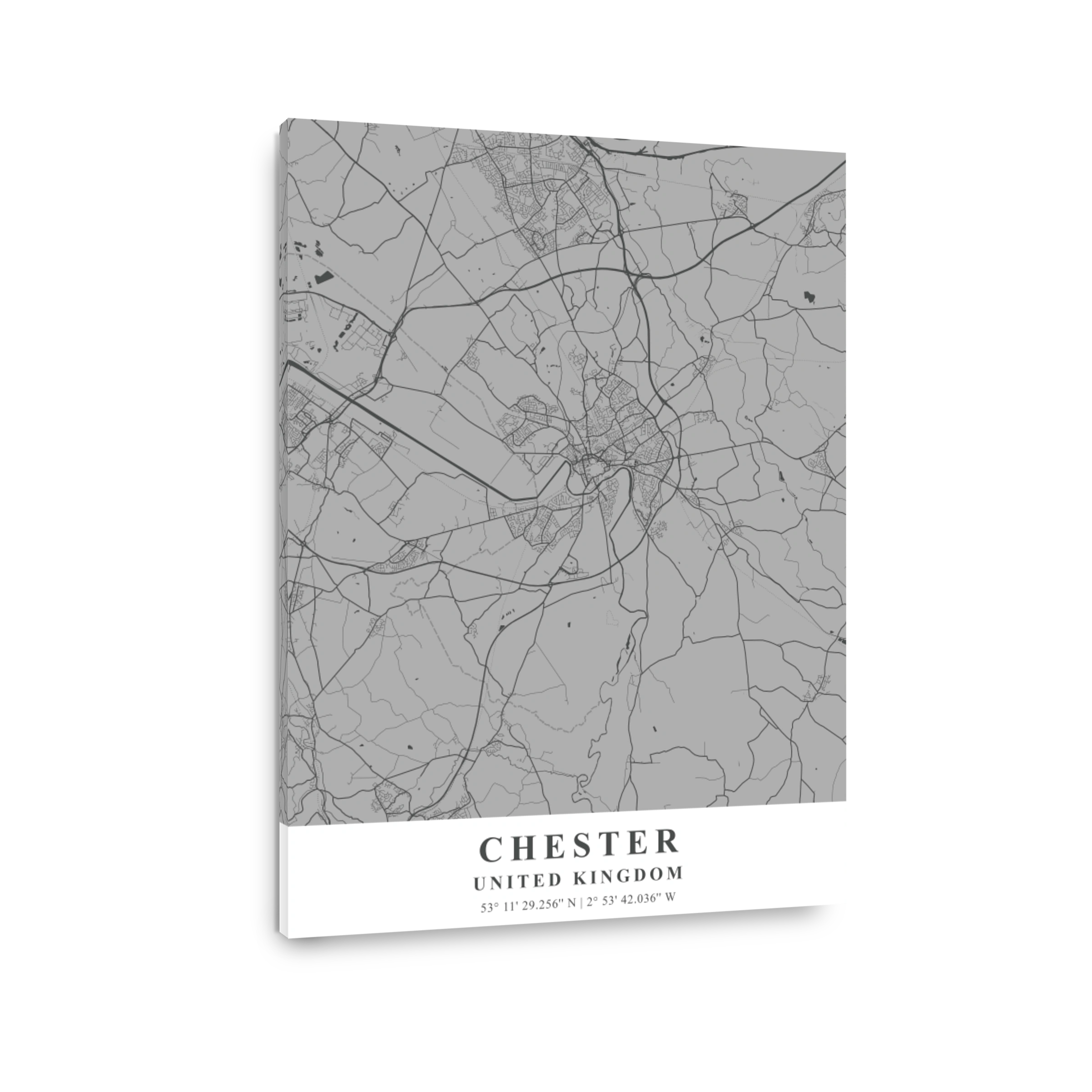 Chester   United Kingdom Gray Plane Map