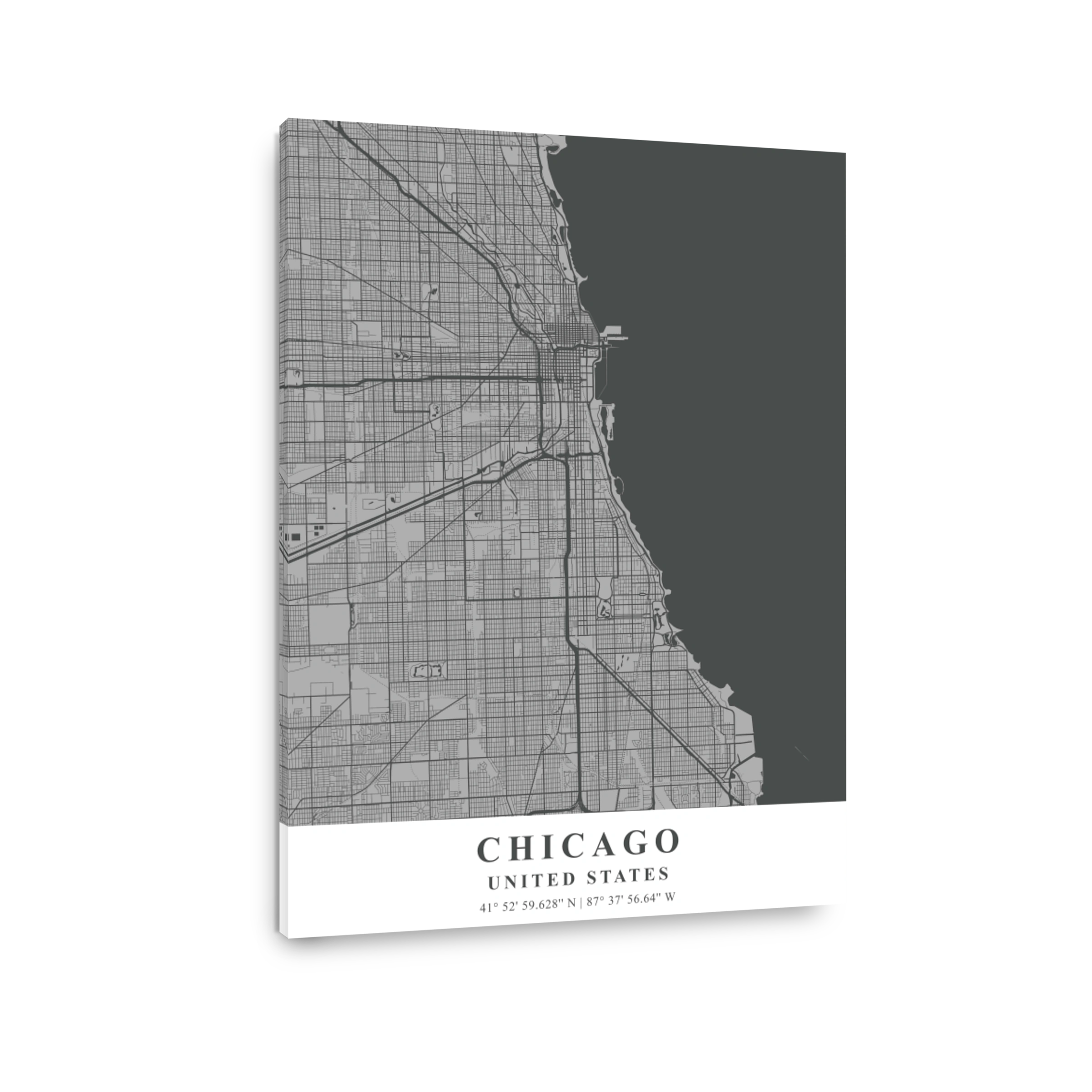 Chicago   United States Gray Plane Map