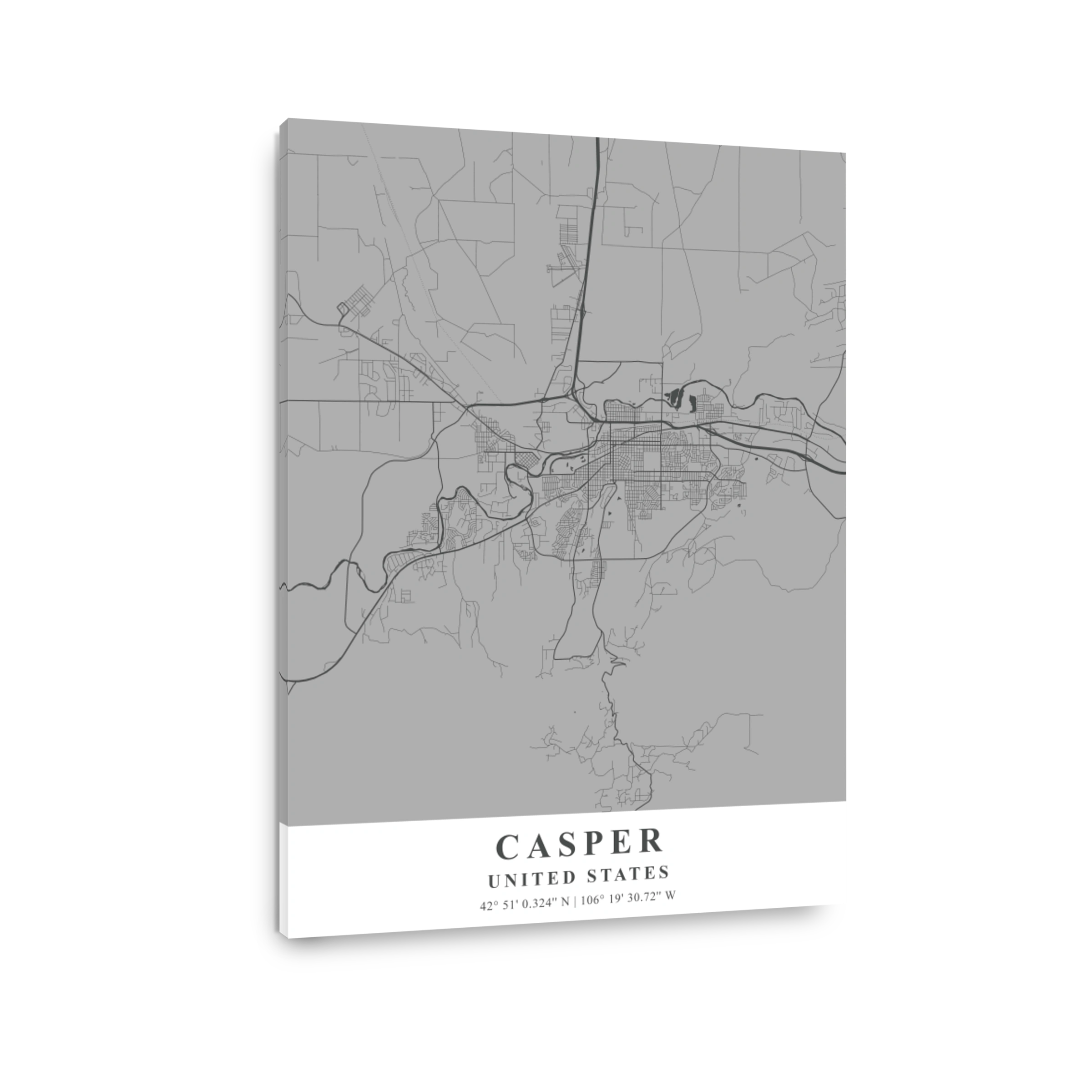 Casper   United States Gray Plane Map
