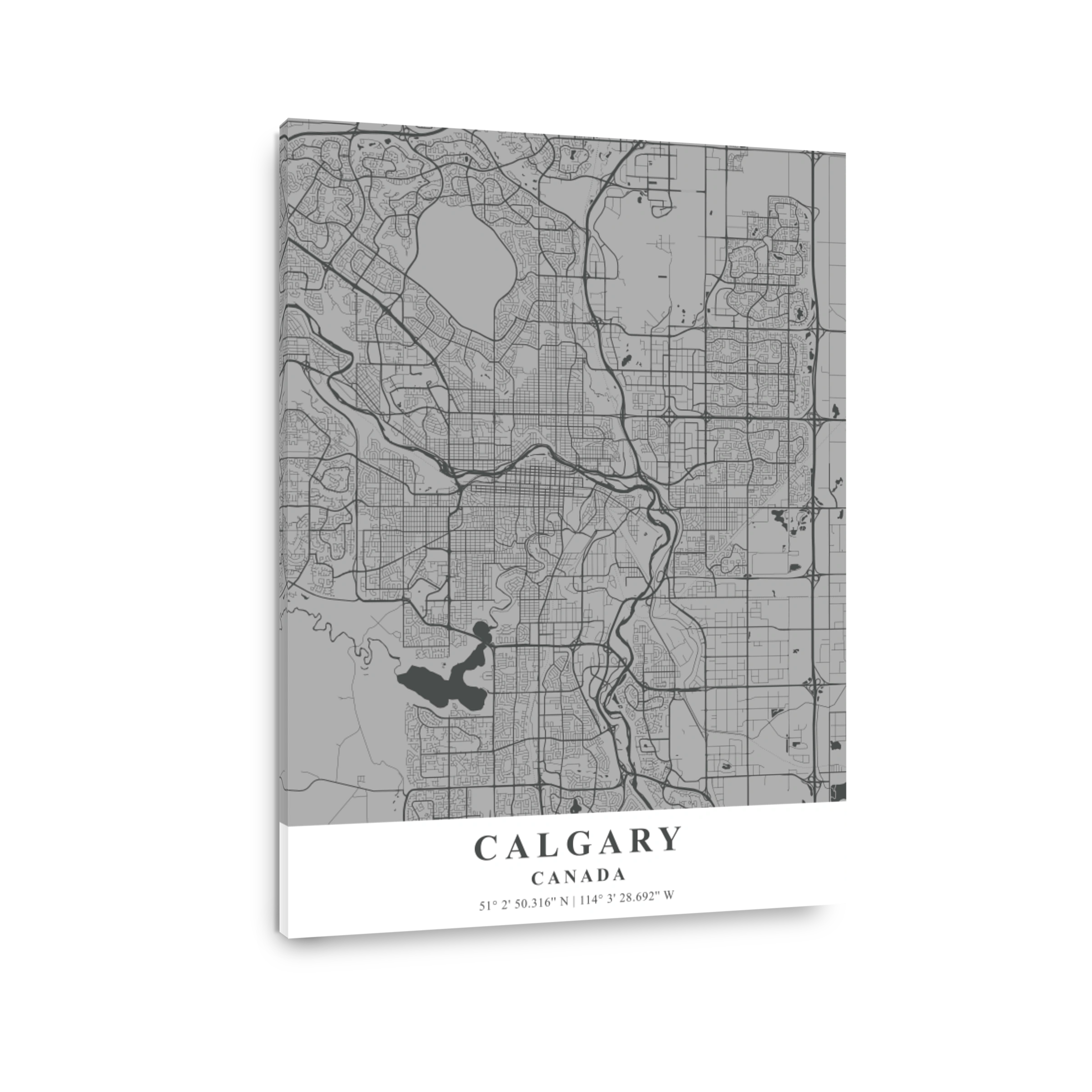 Calgary   Canada Gray Plane Map