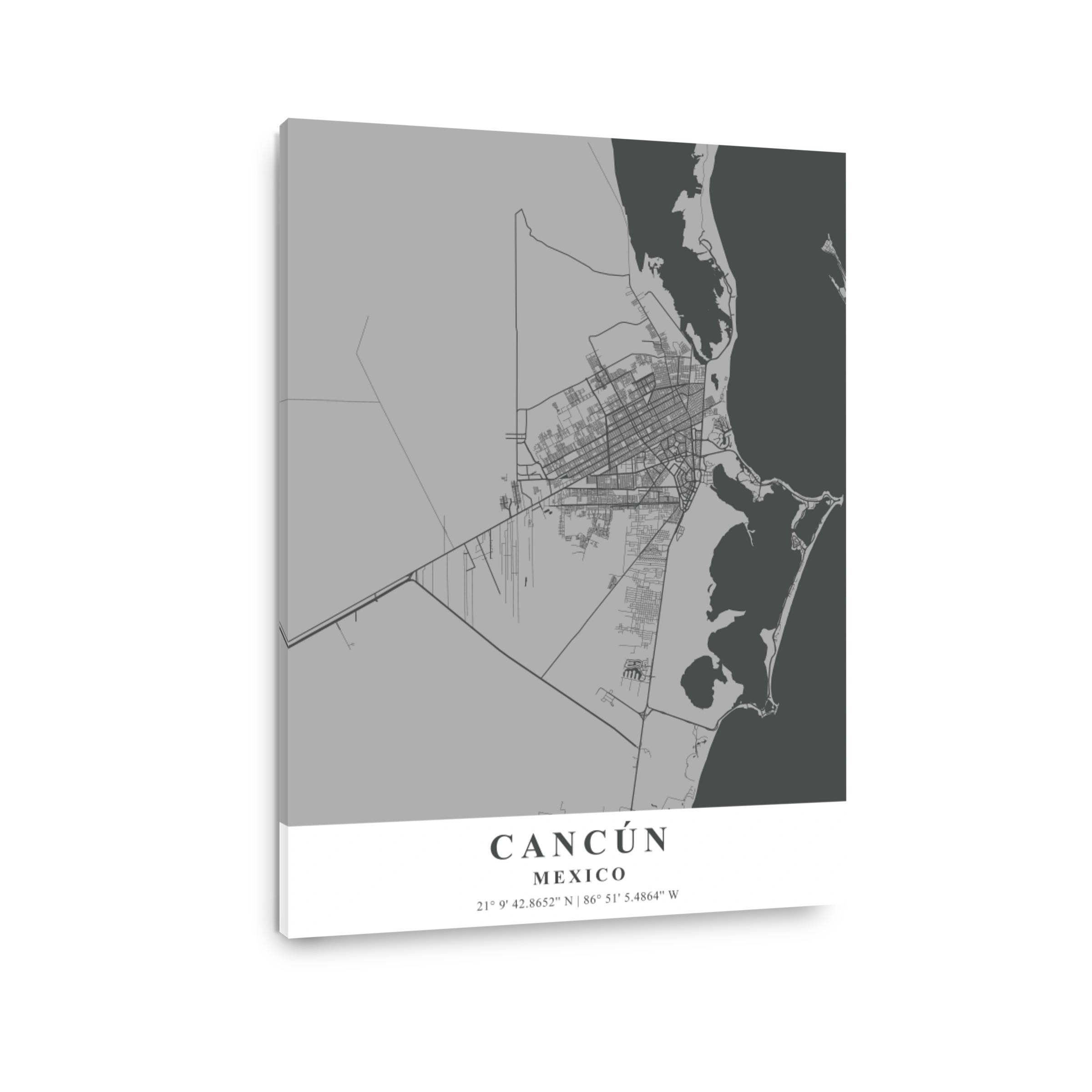 Cancun   Mexico Gray Plane Map