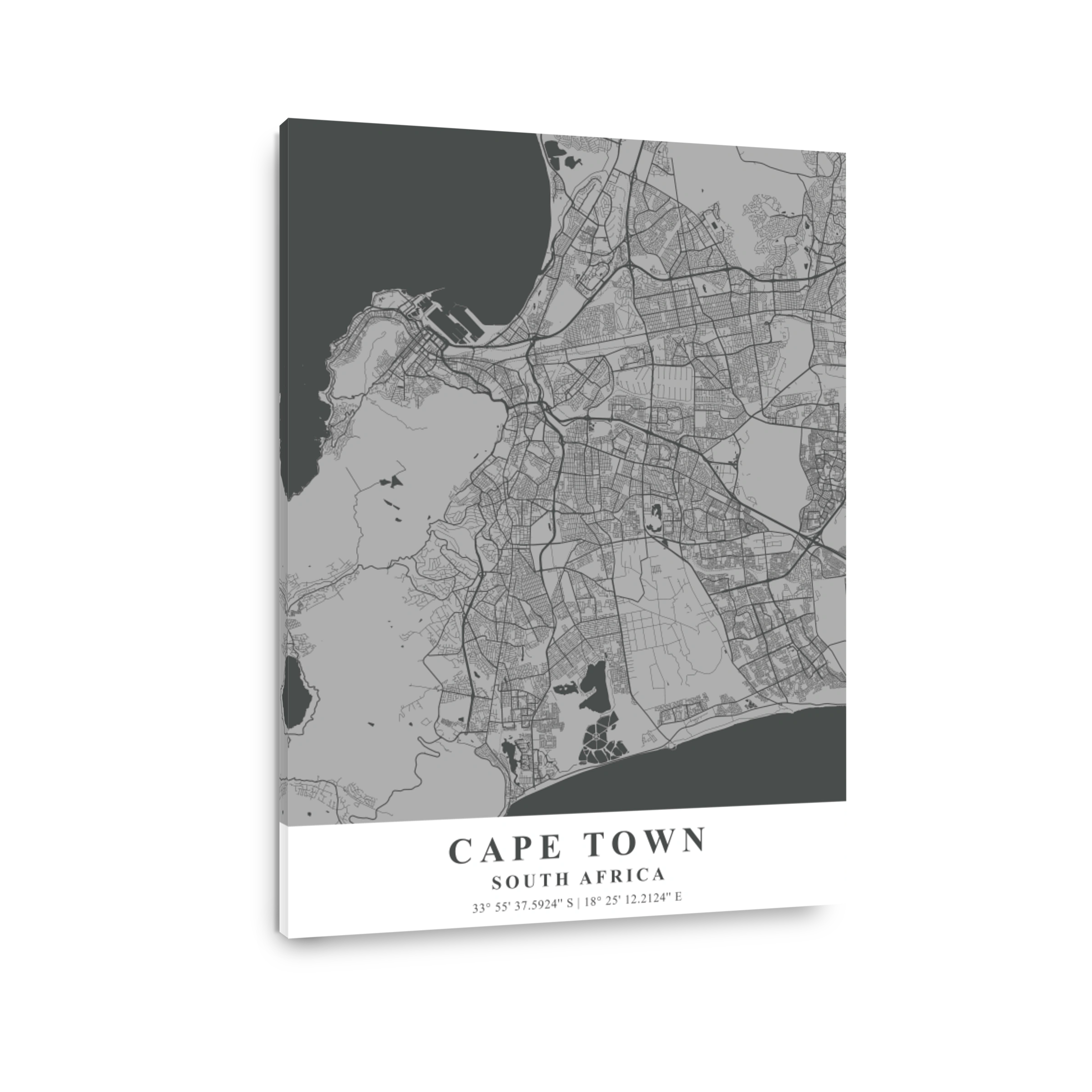 Cape Town   South Africa Gray Plane Map