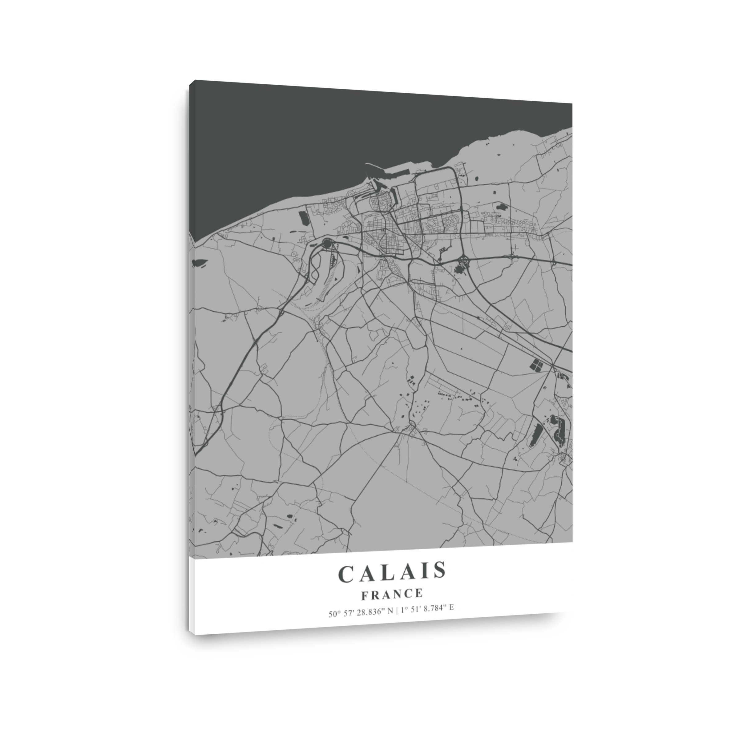 Calais   France Gray Plane Map