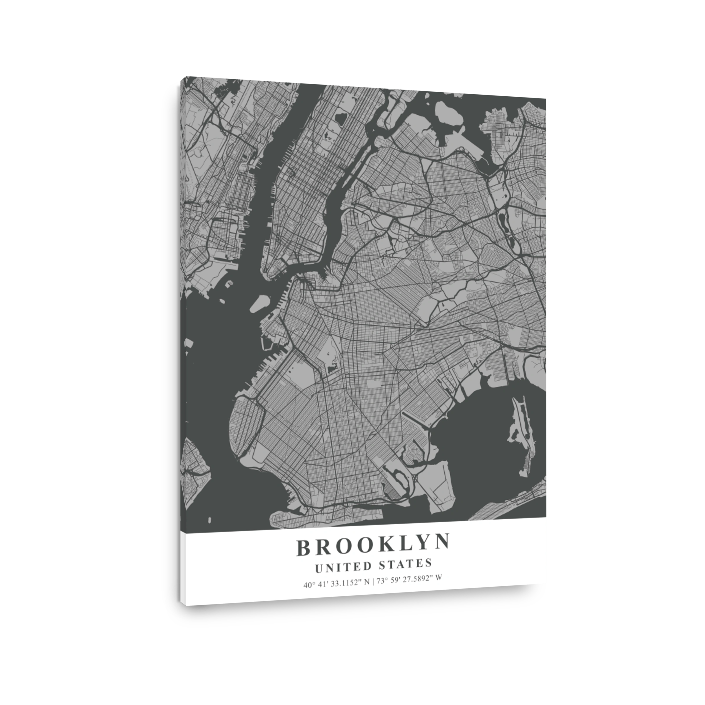 Brooklyn   United States Gray Plane Map