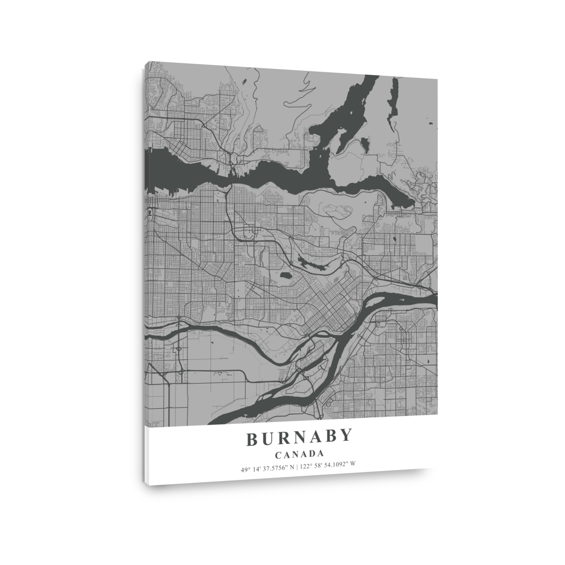 Burnaby   Canada Gray Plane Map