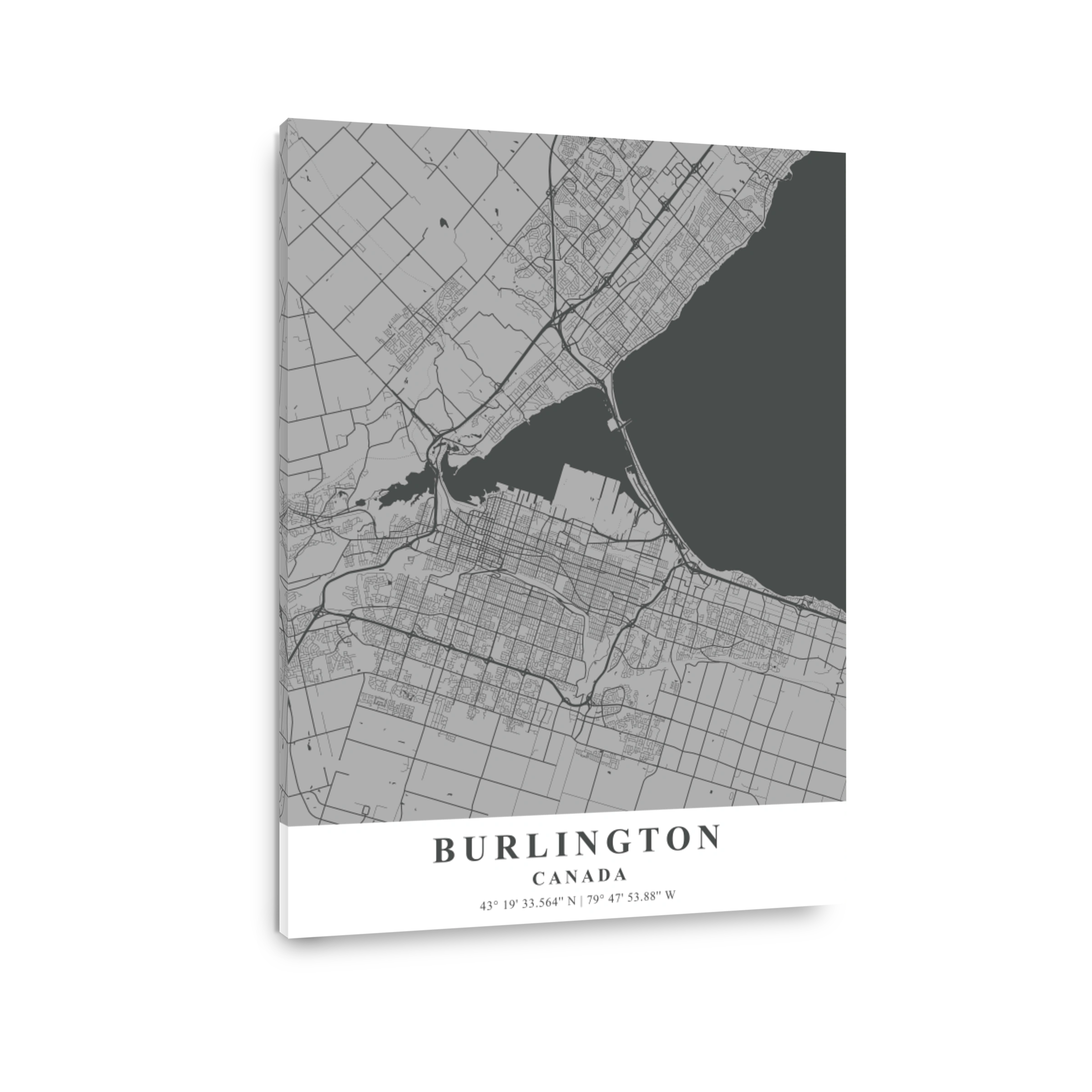 Burlington   Canada Gray Plane Map