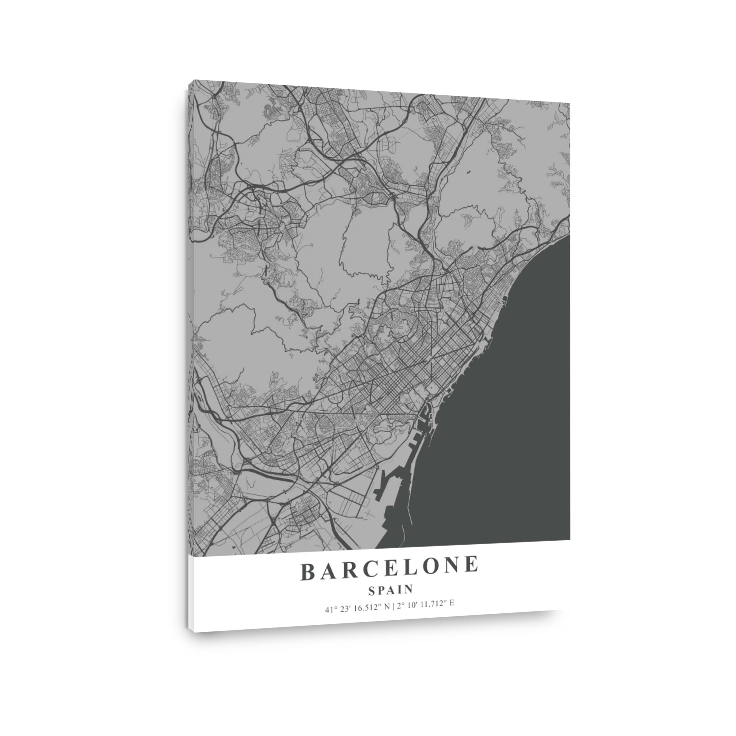 Barcelona   Spain Gray Plane Map