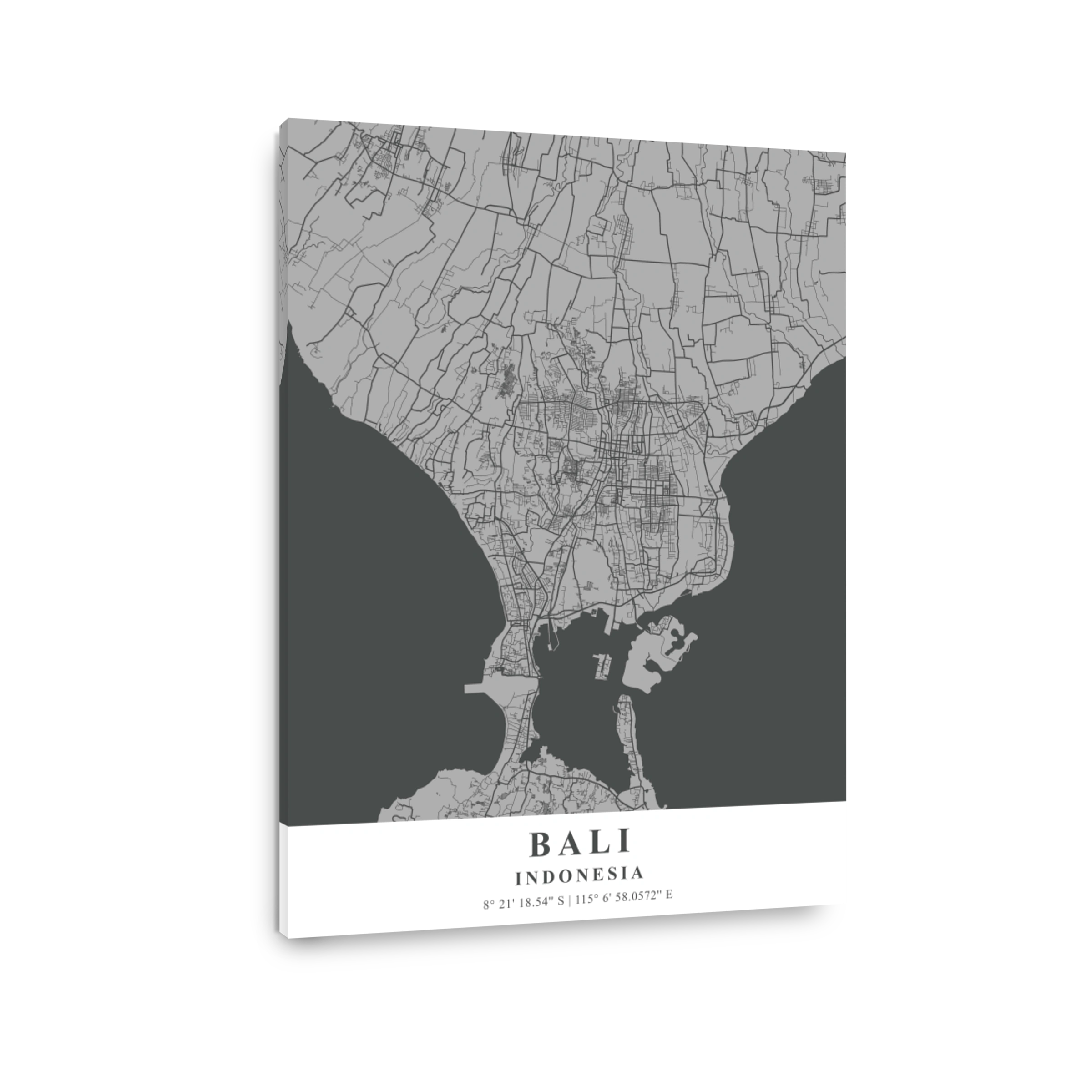 Bali   Indonesia Gray Plane Map