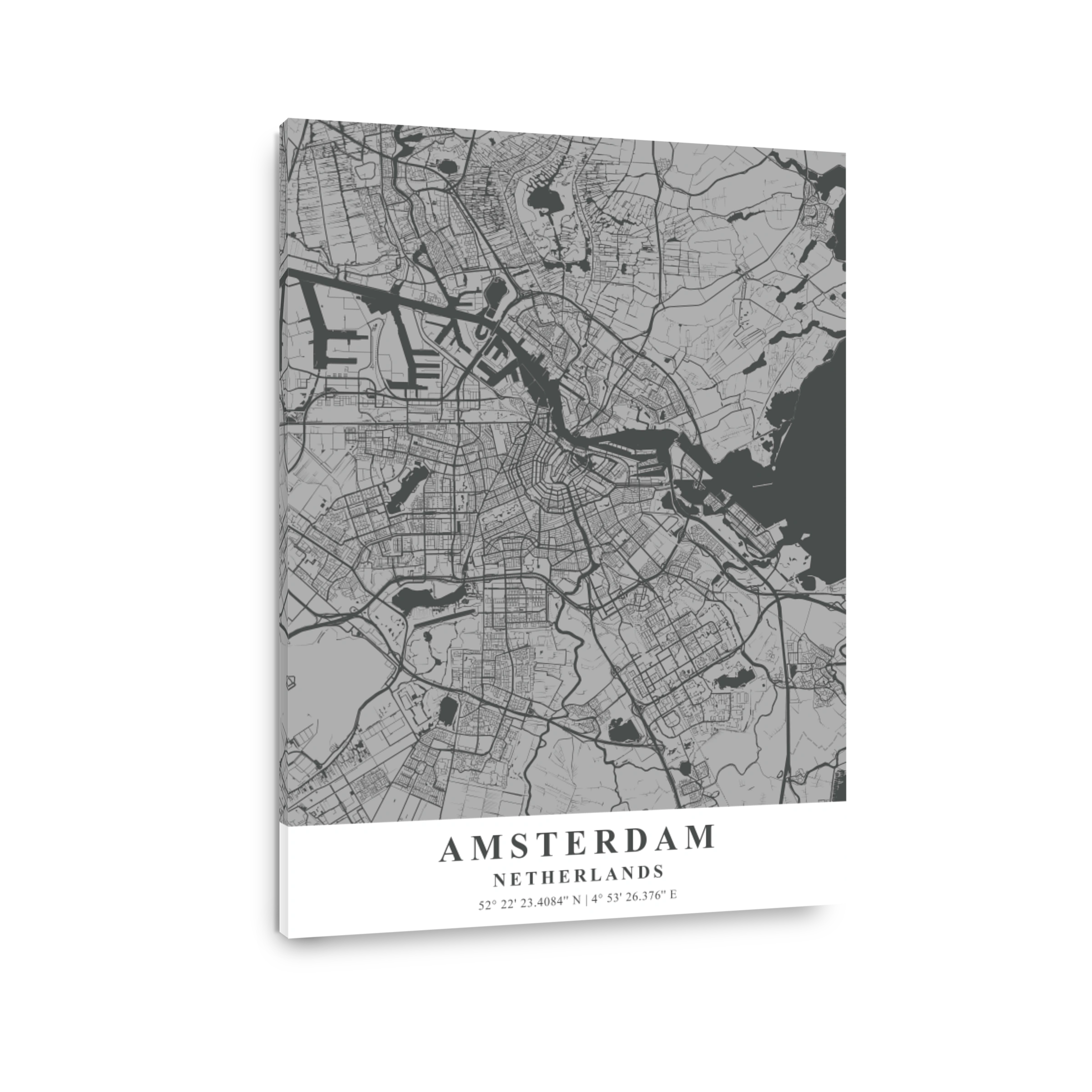 Amsterdam   Netherlands Gray Plane Map