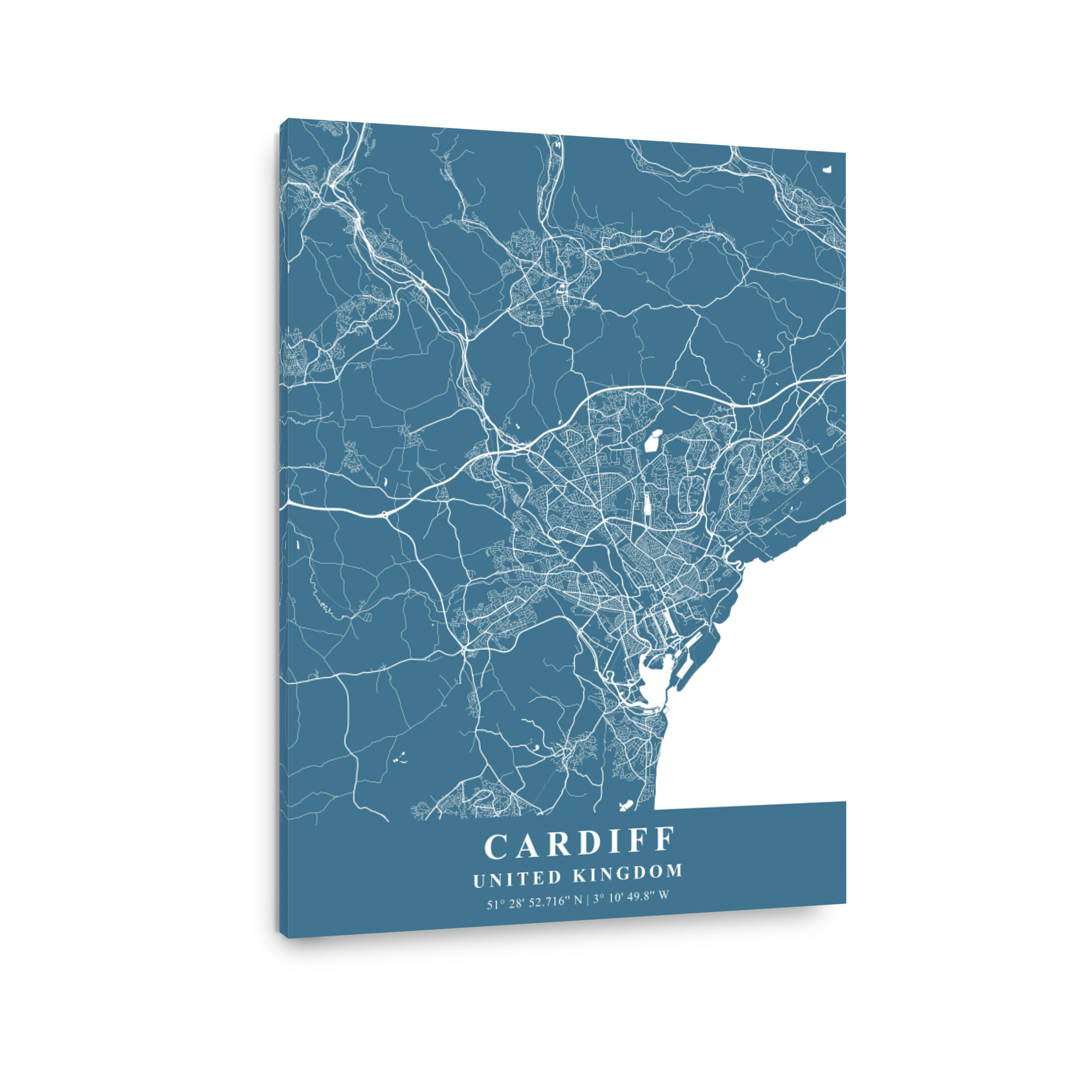Cardiff   United Kingdom Slate Plane Map