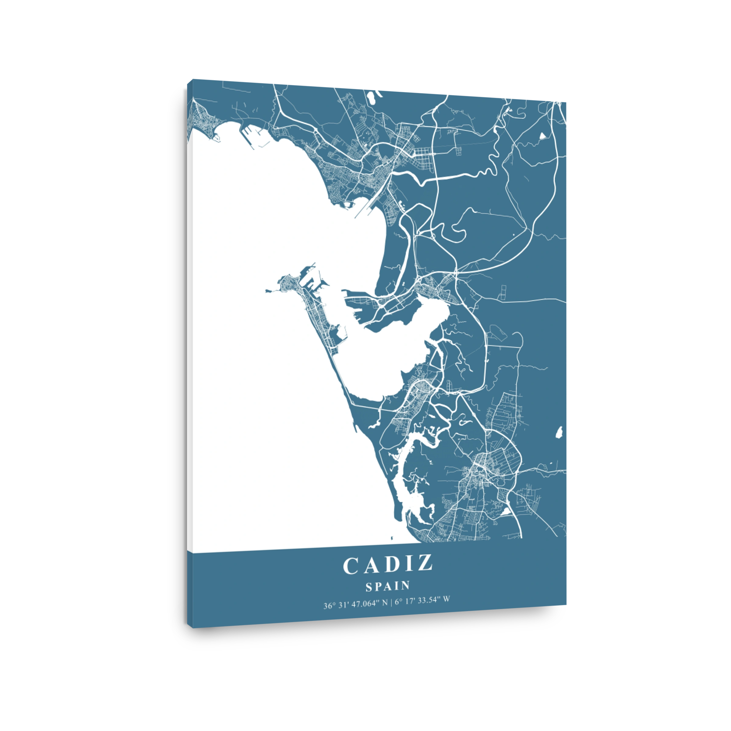 Cadiz   Spain Slate Plane Map
