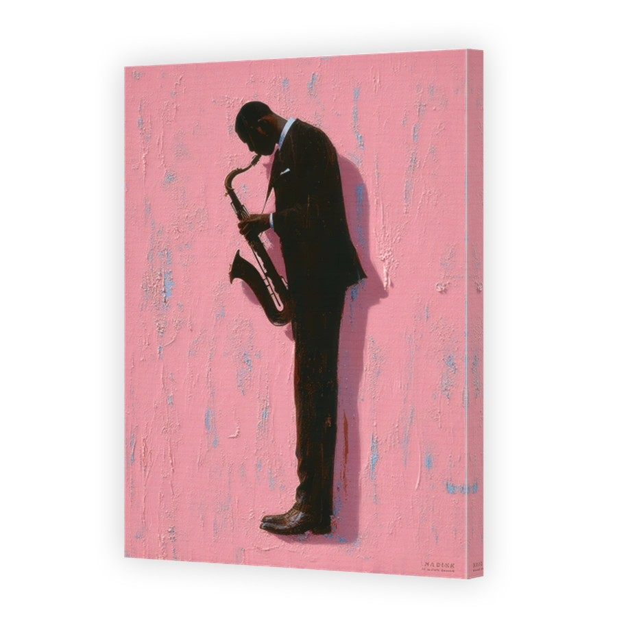 Melancholy Saxophonist in Textured Pink