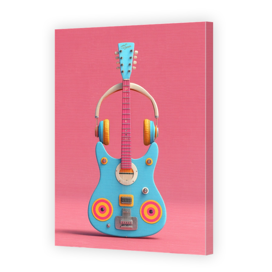 Vibrant Electric Guitar with Headphones Art