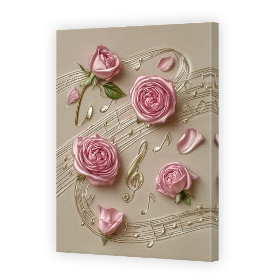 Elegant Pink Roses with Musical Notes