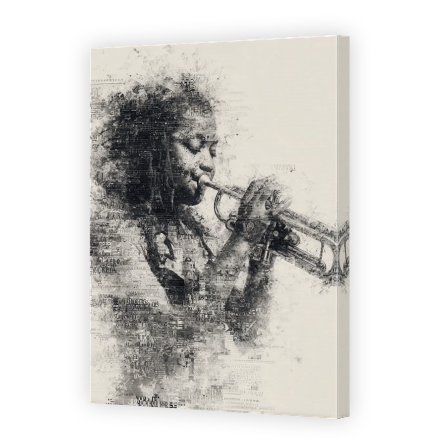Intense Musician Playing Trumpet Artwork