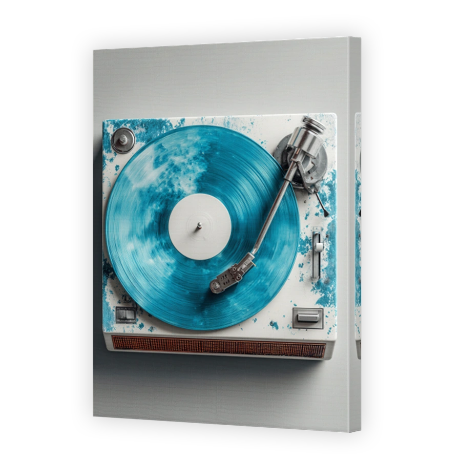 Retro Record Player with Blue Vinyl