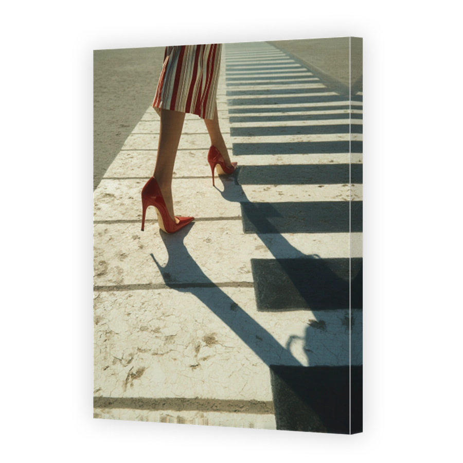 Woman in Red Heels Walking