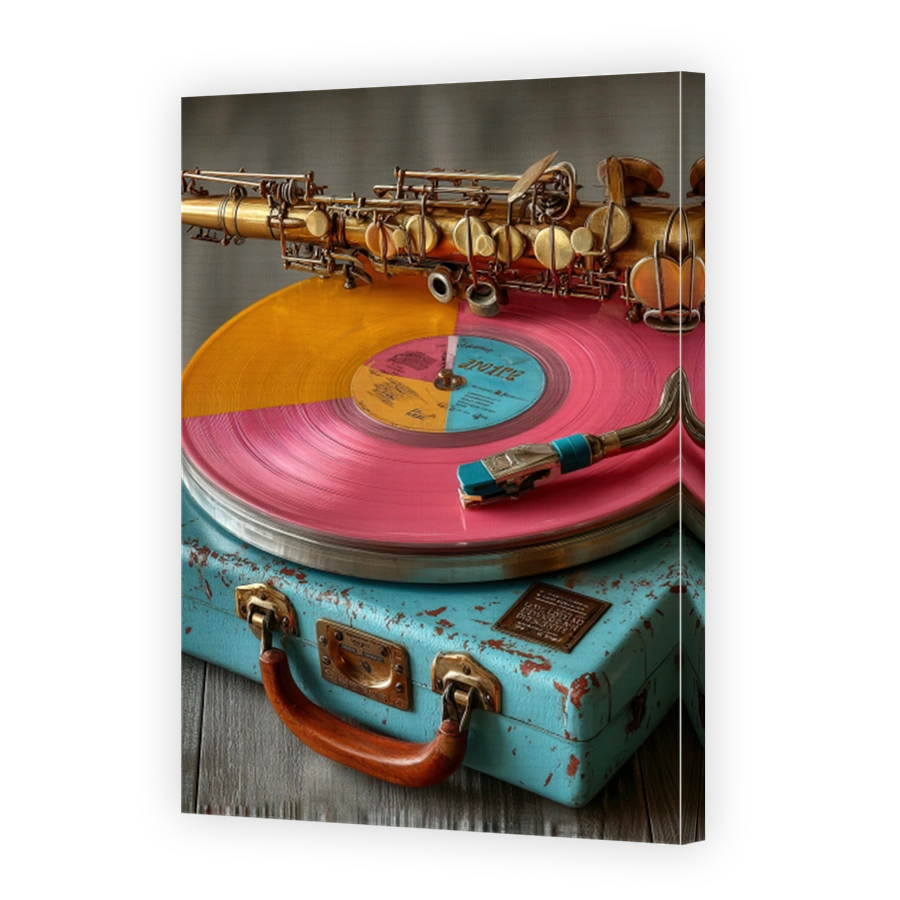 Vintage Saxophone and Record Player