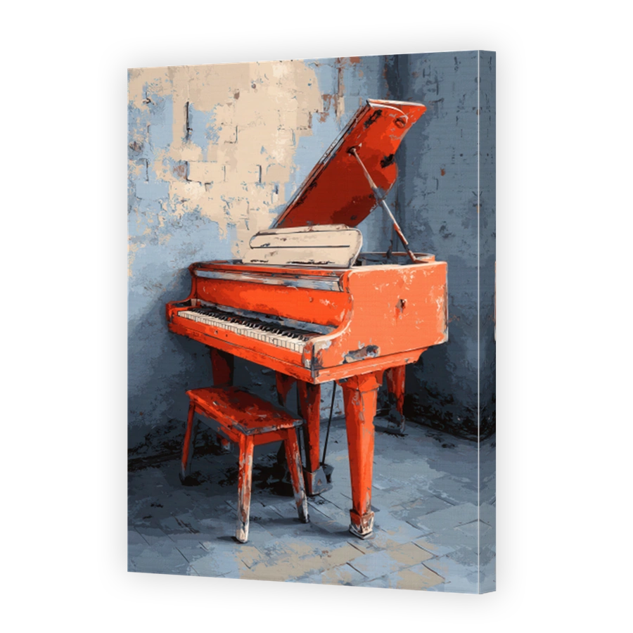 Vintage Orange Grand Piano Canvas Print