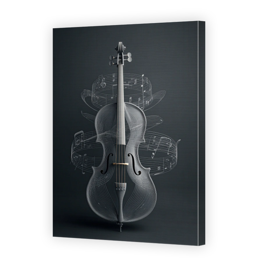 Elegant Cello with Musical Notes Art