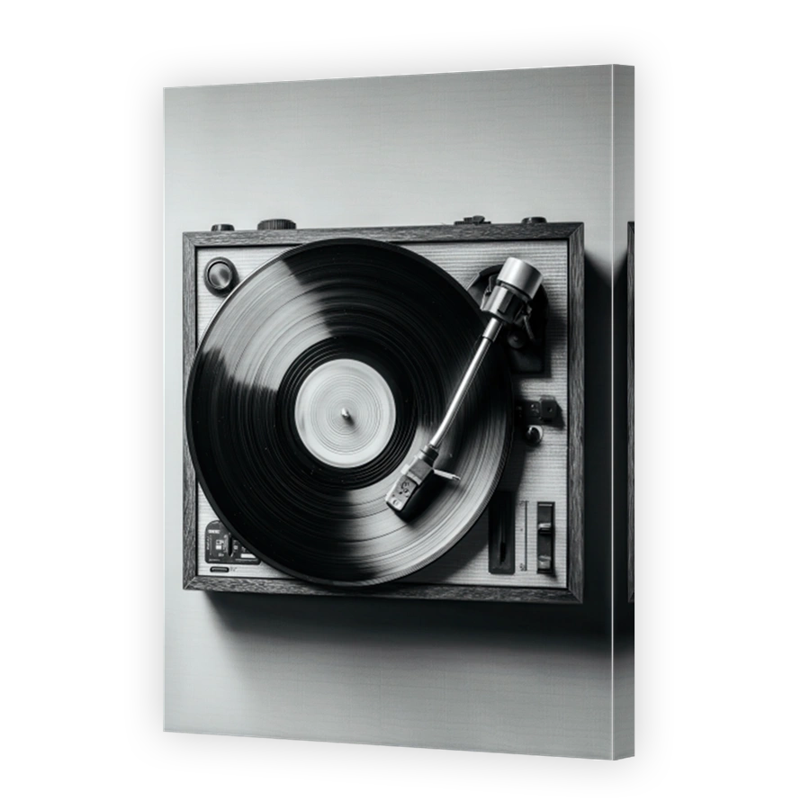 Vintage Record Player Playing Music