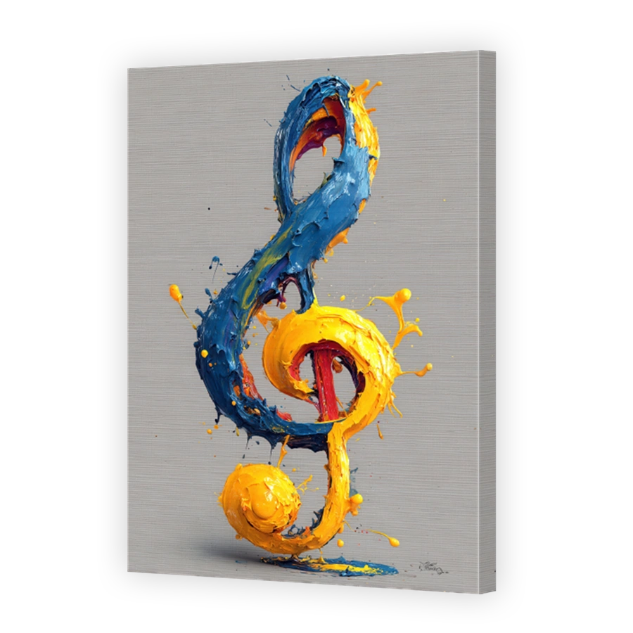 Vibrant Treble Clef Oil Painting