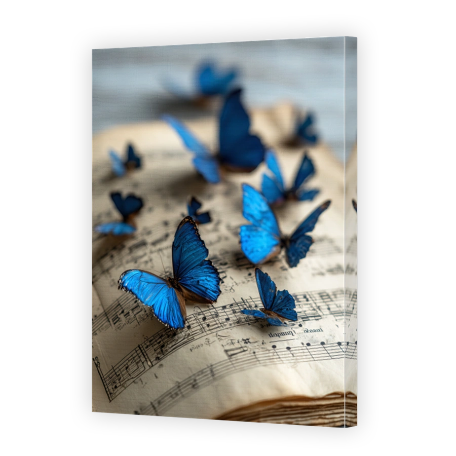 Blue Butterflies on Sheet Music
