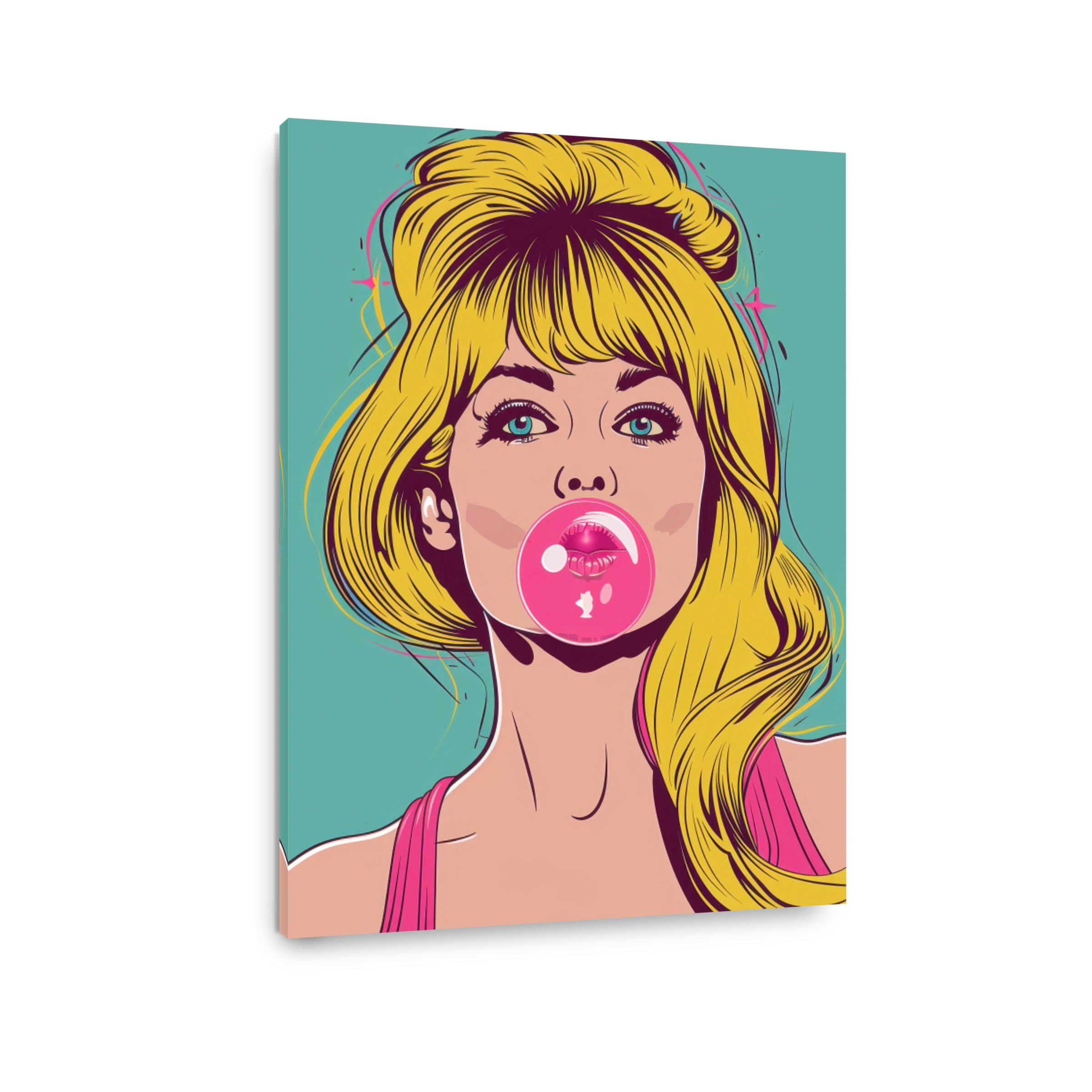 Woman Blowing Bubblegum Pop Art
