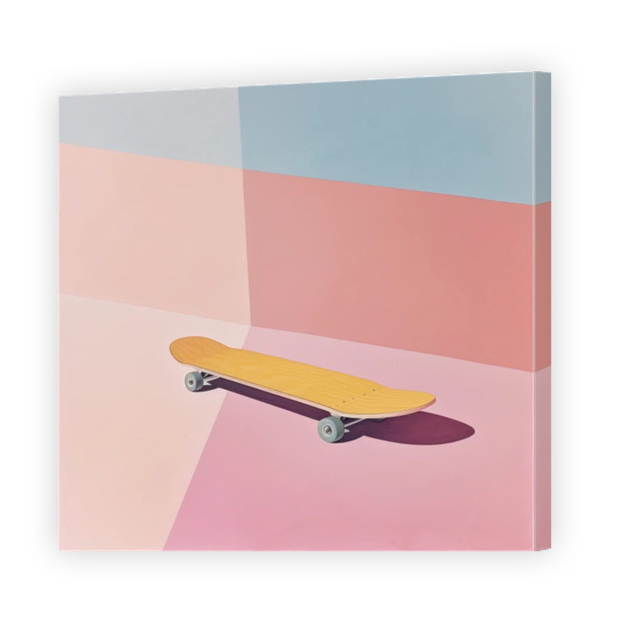 Retro Skateboard in Pastel Pink and Blue