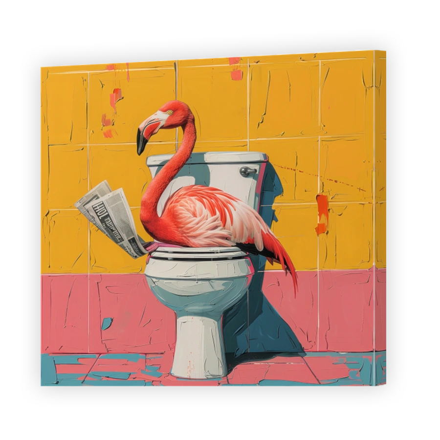 Quirky Flamingo on Toilet Pop Art