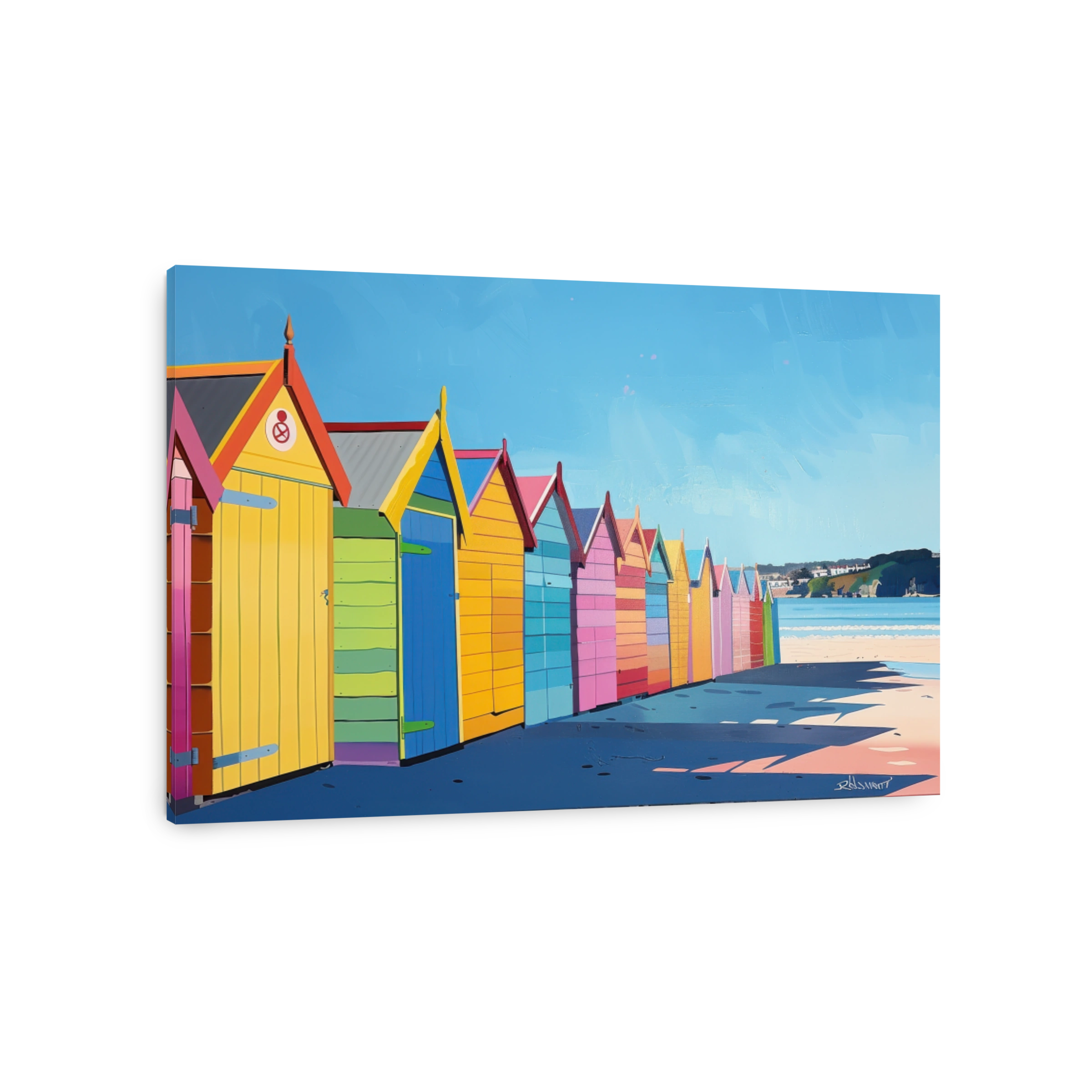 Colorful Beach Huts on a Sunny Day