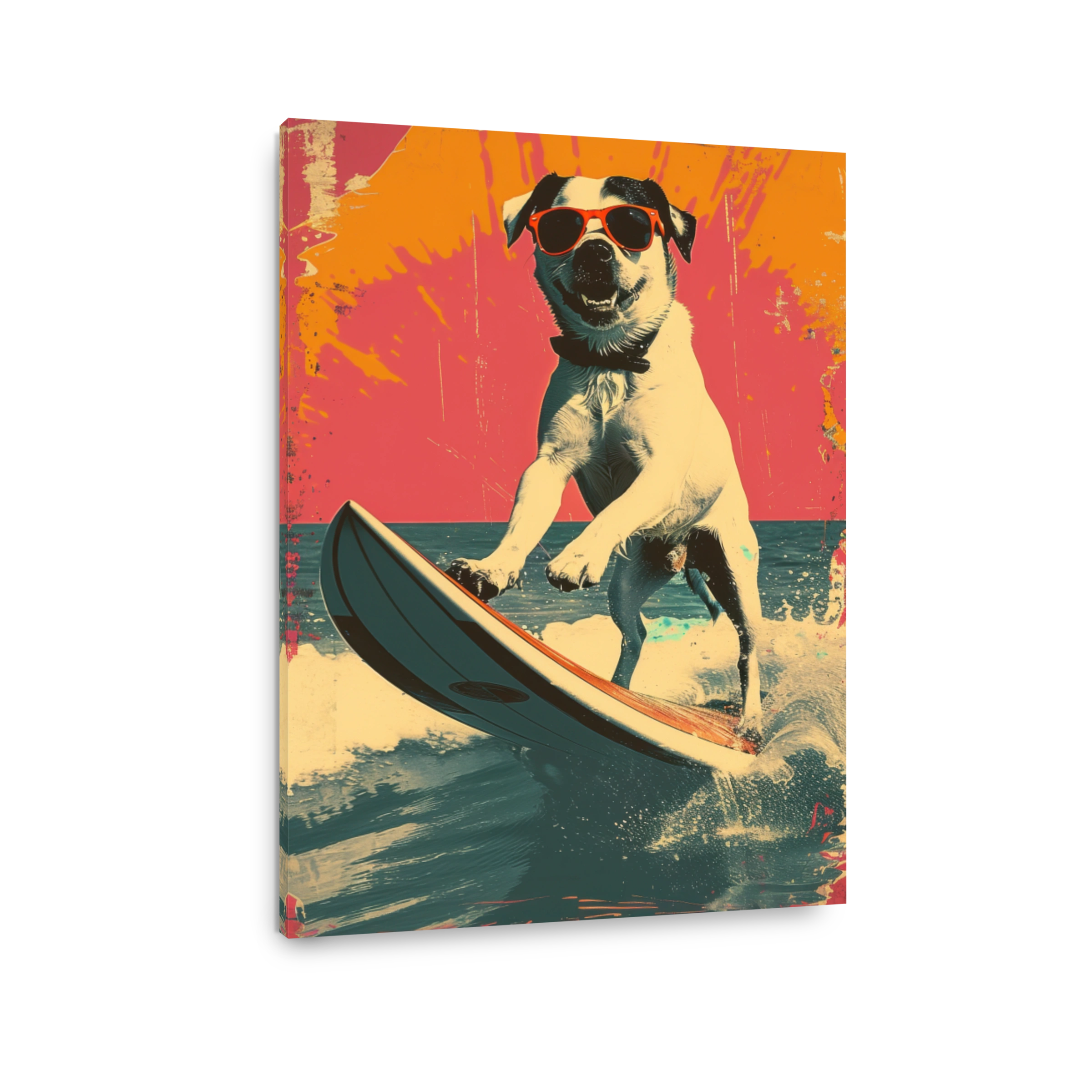 Surfing Dog in Retro Style