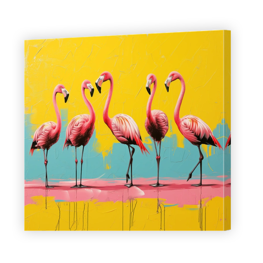 Vibrant Flamingos in Pop-Art Style