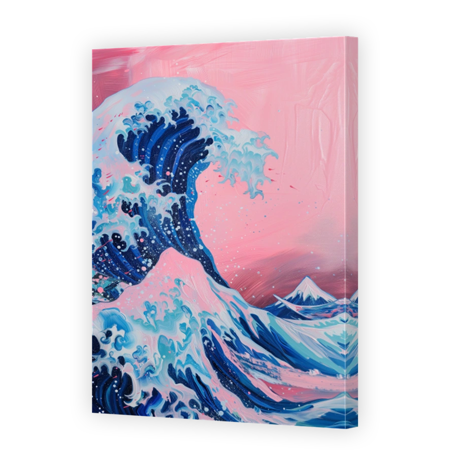 Pink and Blue Great Wave Art