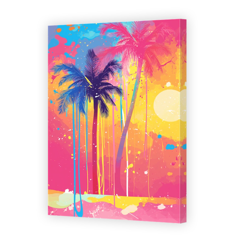 Vibrant Palm Trees Splatter Art