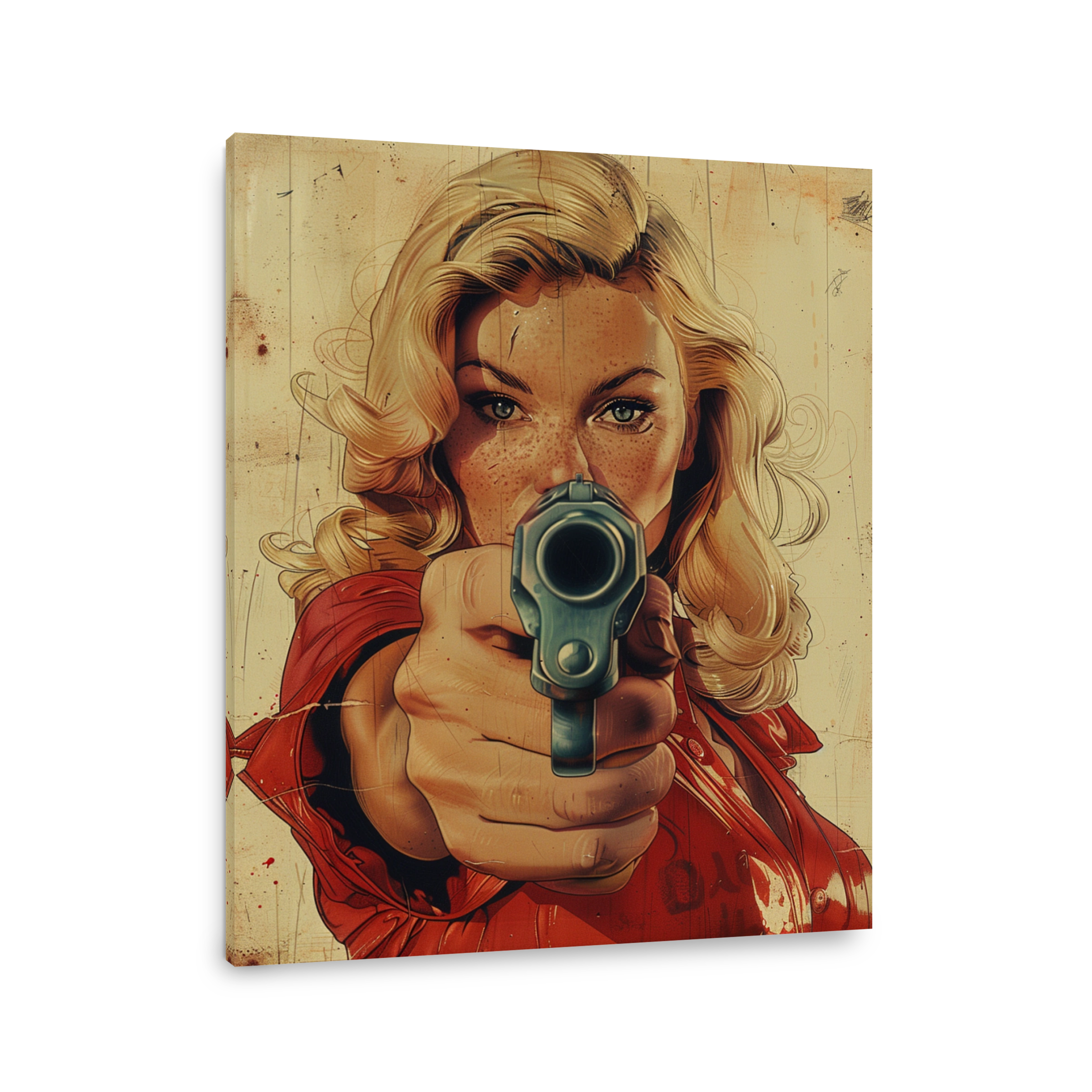 Intense Pop-Art Woman with Gun