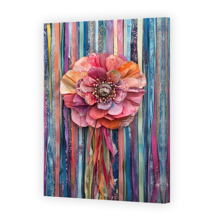 Whimsical Fabric Flower Art